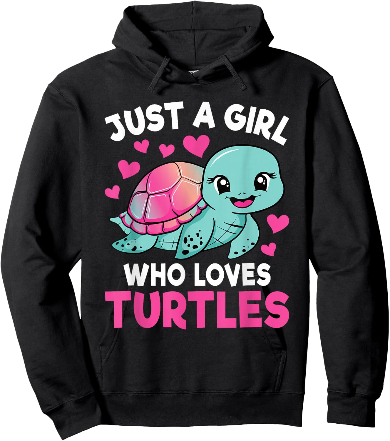 Just A Girl Who Loves Turtles Ocean Animal Sea Turtle Kids Hoodie - Hoodie | Black