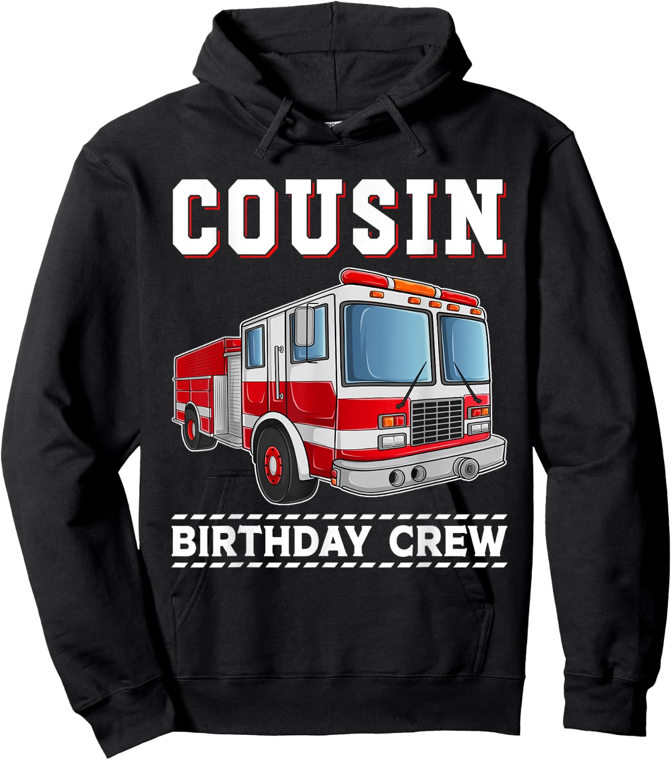 Cousin Birthday Crew Fire Truck Themed Family Matching Hoodie - Hoodie | Black