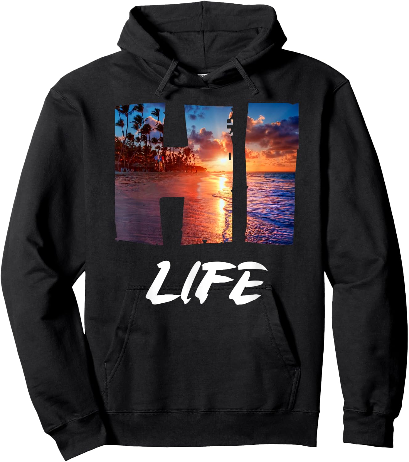 HI Life Aloha Hawaii Tropical Island Hawaiian Vacation Hoodie - Hoodie | Black