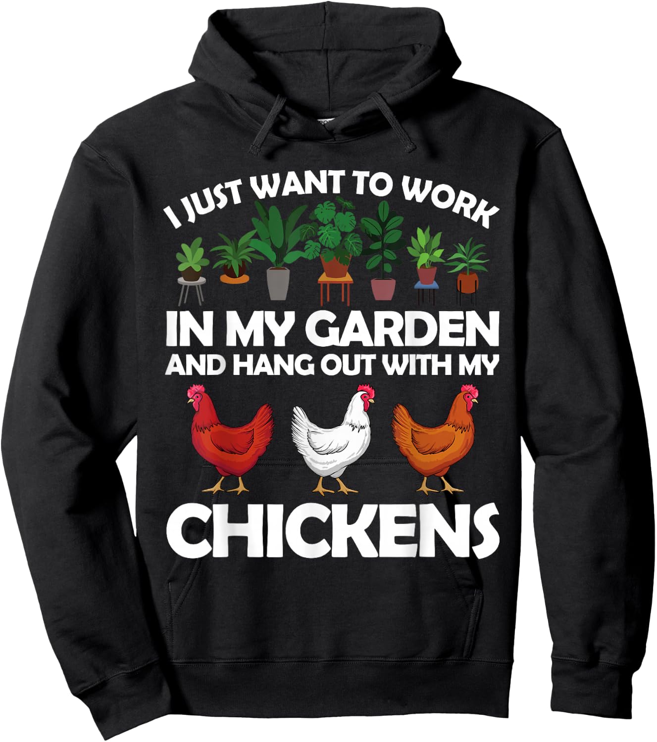 Funny Chicken Art Women Gardening Chicken Lover Hoodie - Hoodie | Black