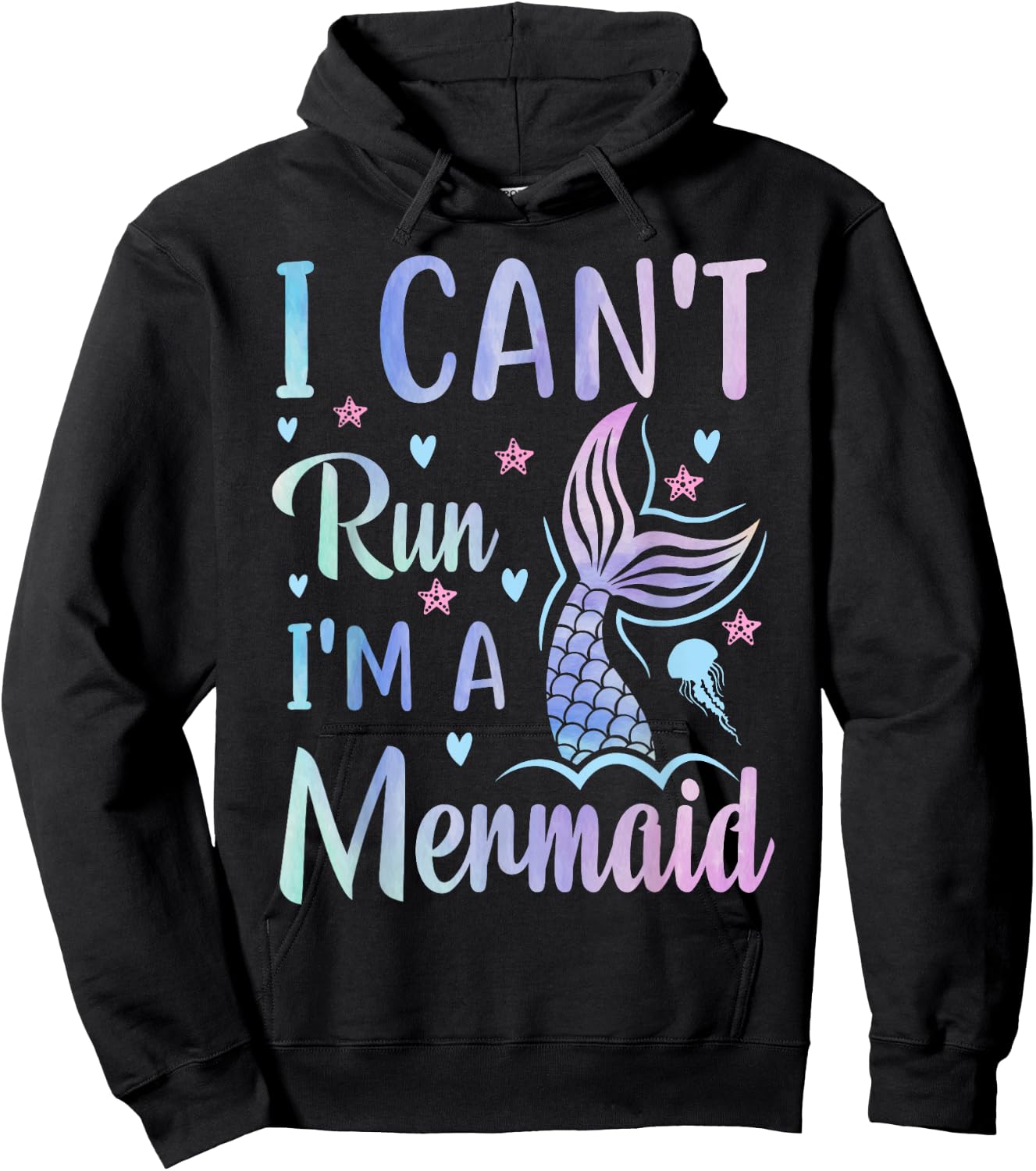 Funny Swimming Workout Mermaid I Can't Run I'm A Mermaid Hoodie - Hoodie | Black