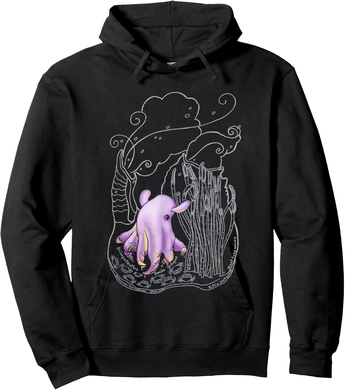 Ghostly Dumbo Octopus Hoodie - Hoodie | Black