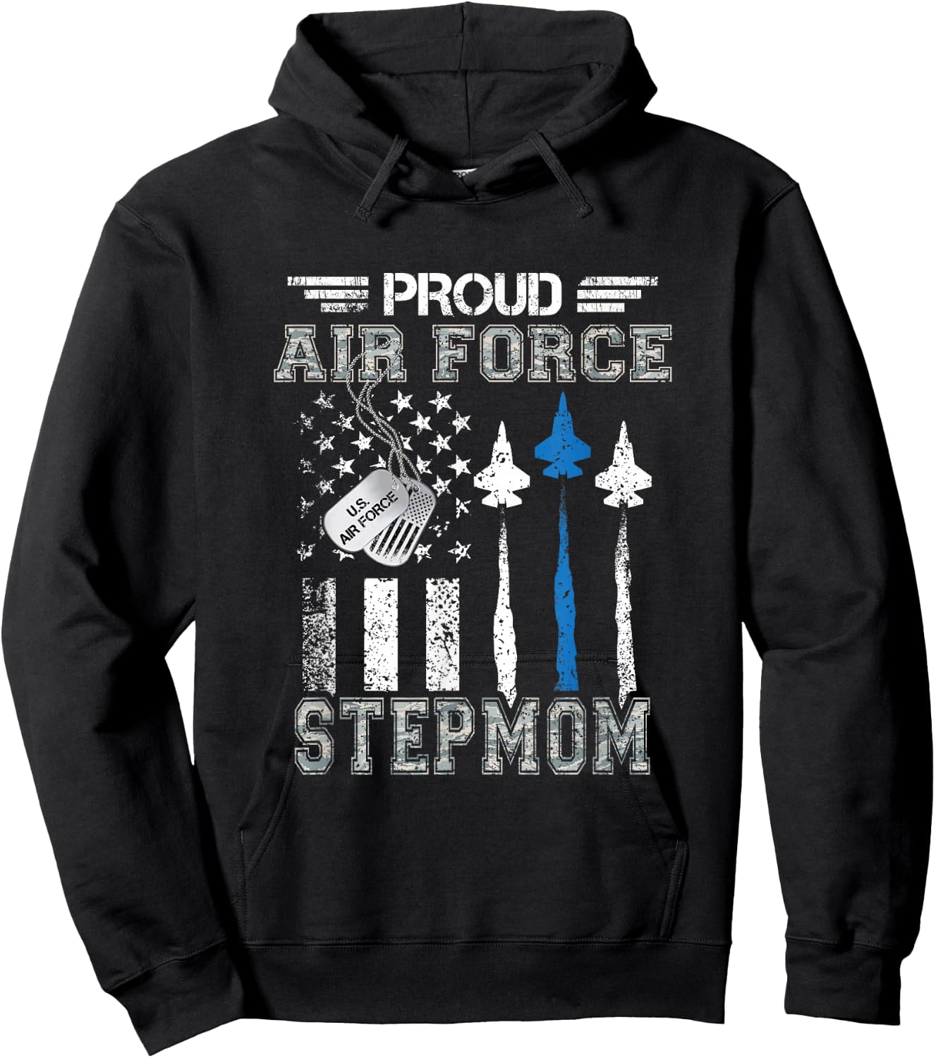 Proud Air Force Stepmom US Air Force Graduation Stepmom Gift Hoodie - Hoodie | Black