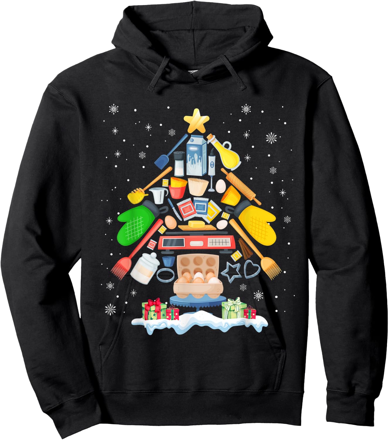 Baking Christmas Tree Pajama Merry Christmas Baker Xmas Hoodie - Hoodie | Black