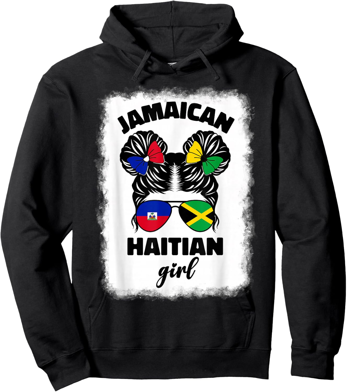 Half Jamaican Haitian Jamaica Flag Haiti Ayiti Kids Girls Hoodie - Hoodie | Black