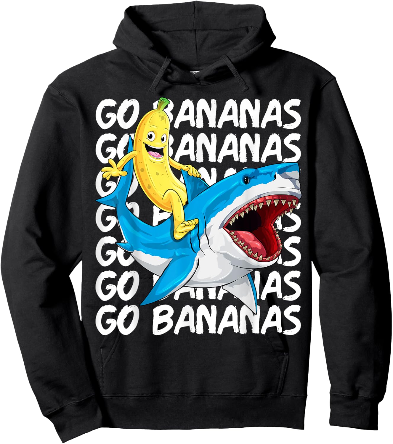Banana Shirt Banana Shark Fruitful Sea Predator Funny Hoodie - Hoodie | Black