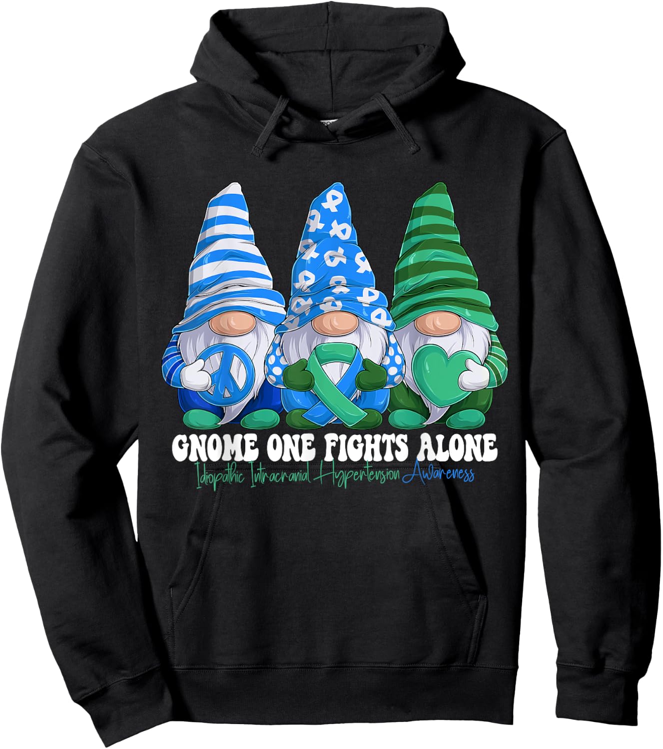 Funny Gnomies Idiopathic Intracranial Hypertension Awareness Hoodie - Hoodie | Black