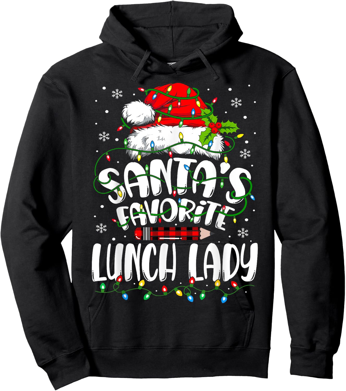 Santa Favorite Lunch Lady Christmas School Cafeteria Worker Hoodie - Hoodie | Black