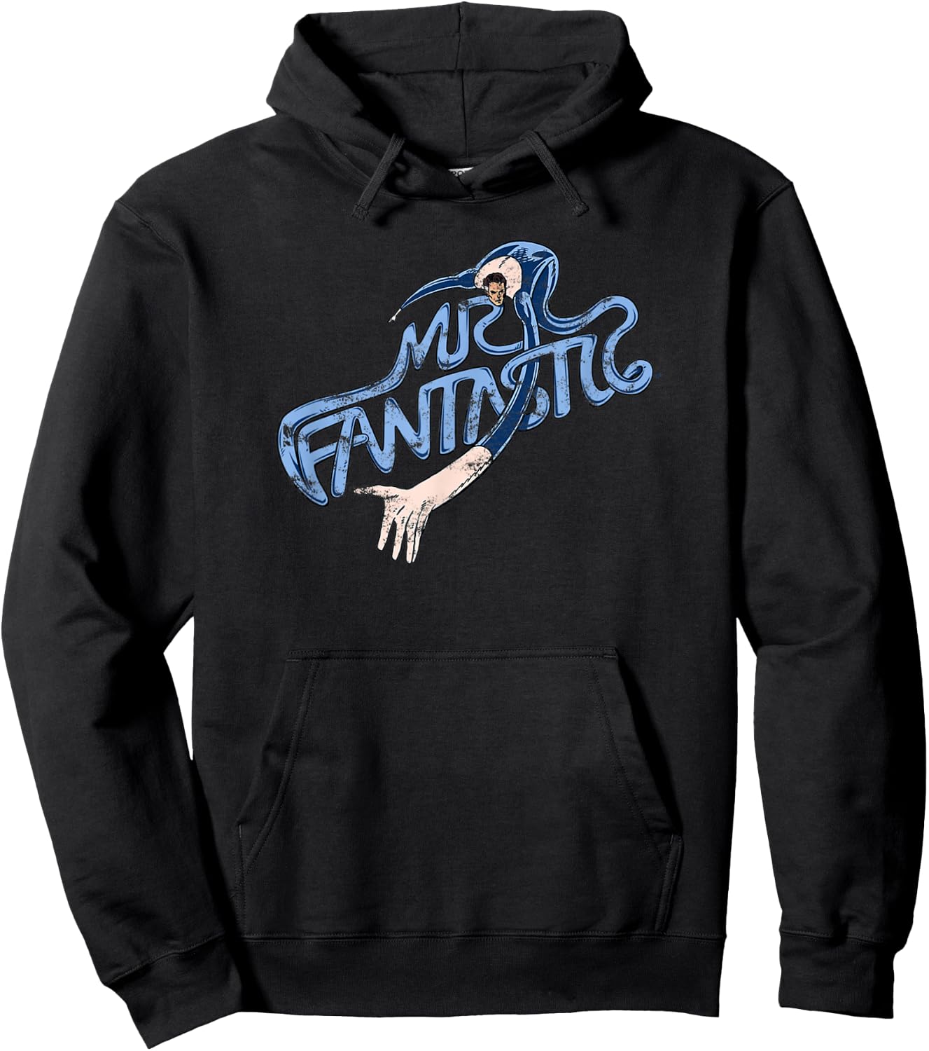 Marvel Fantastic Four Mr. Fantastic Stretchy Text Retro Logo Hoodie - Hoodie | Black