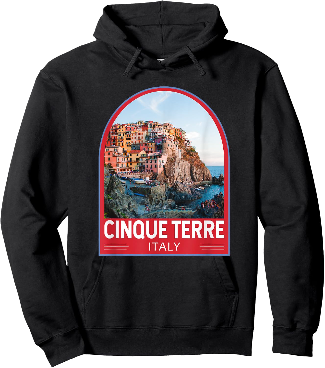 Cinque Terre Italy Retro Emblem Vintage Hoodie - Hoodie | Black
