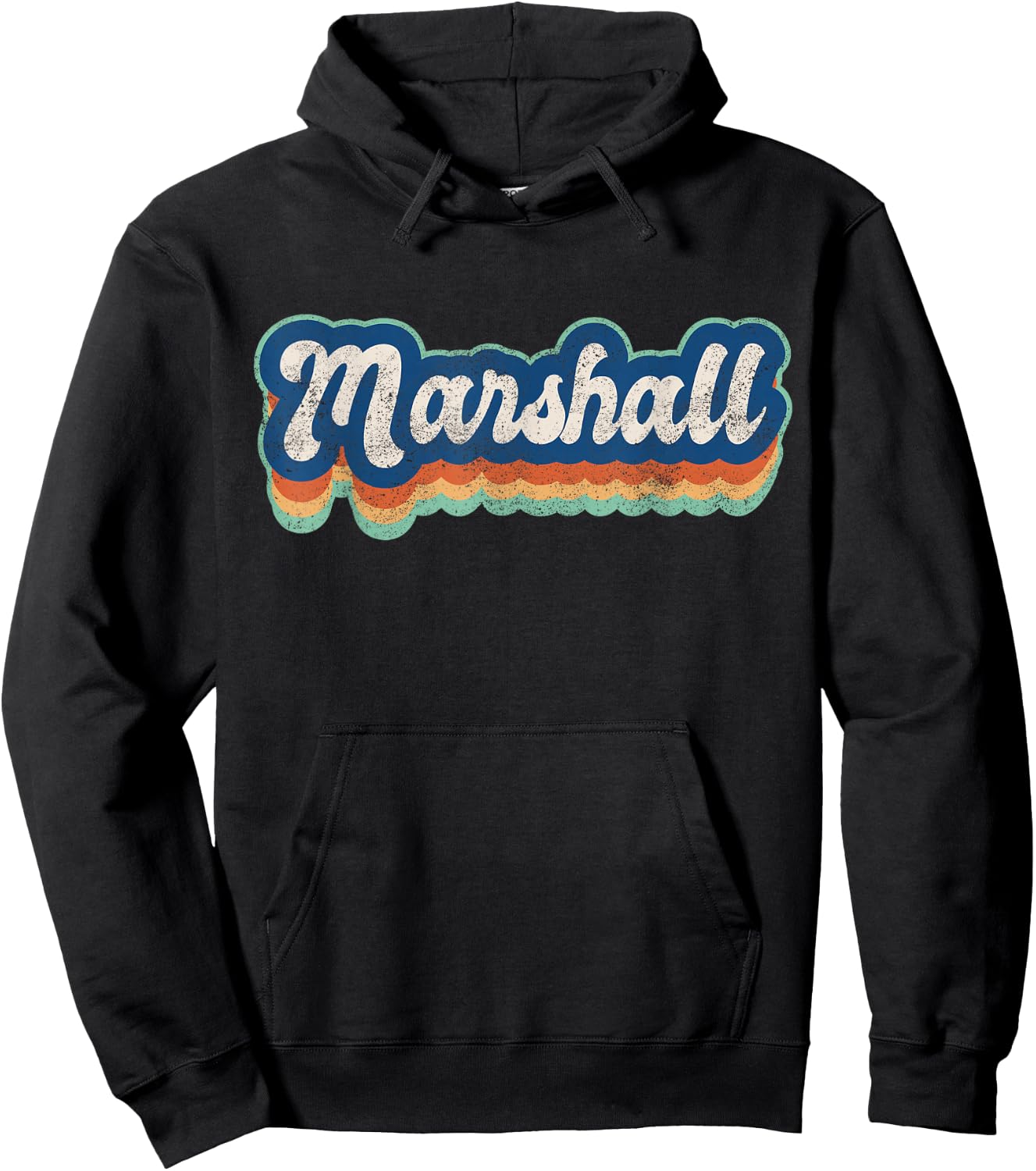 Marshall First Name Boy Vintage Style 70s 80s Personalized Hoodie - Hoodie | Black