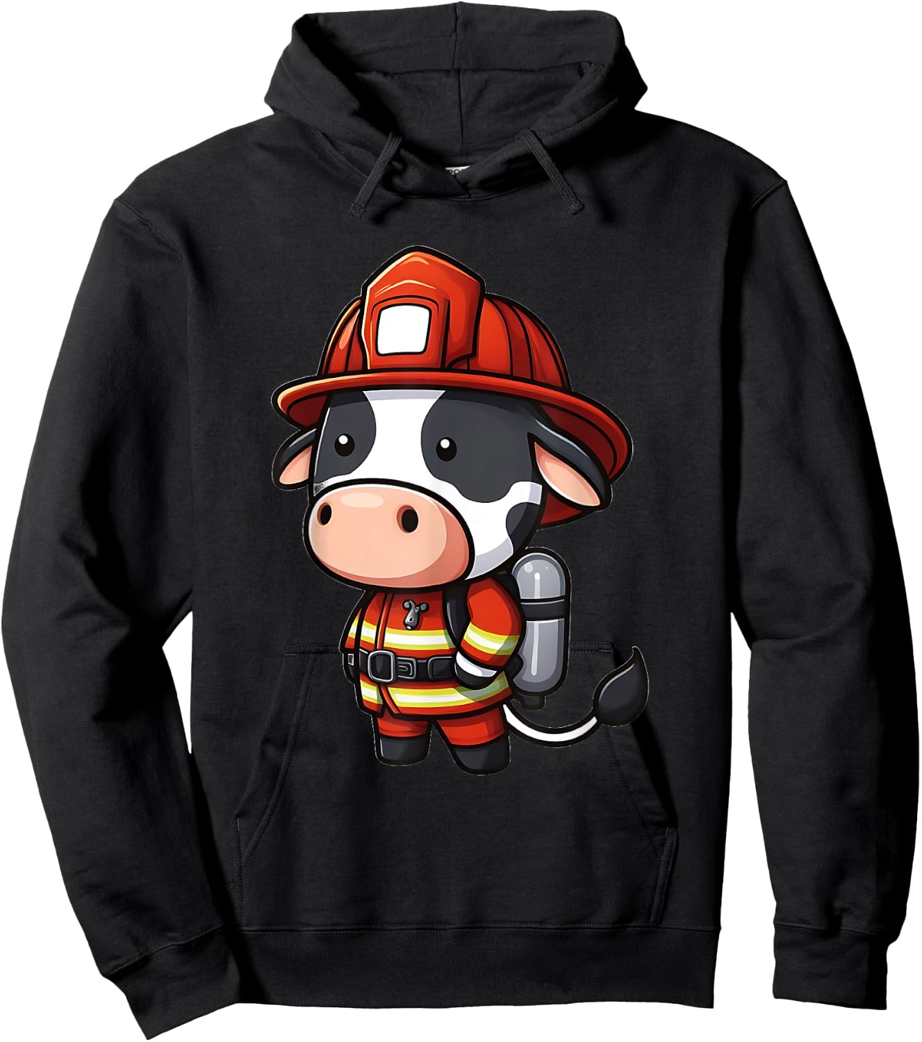 Cow Firefighter - Fireman Cow Hoodie - Hoodie | Black