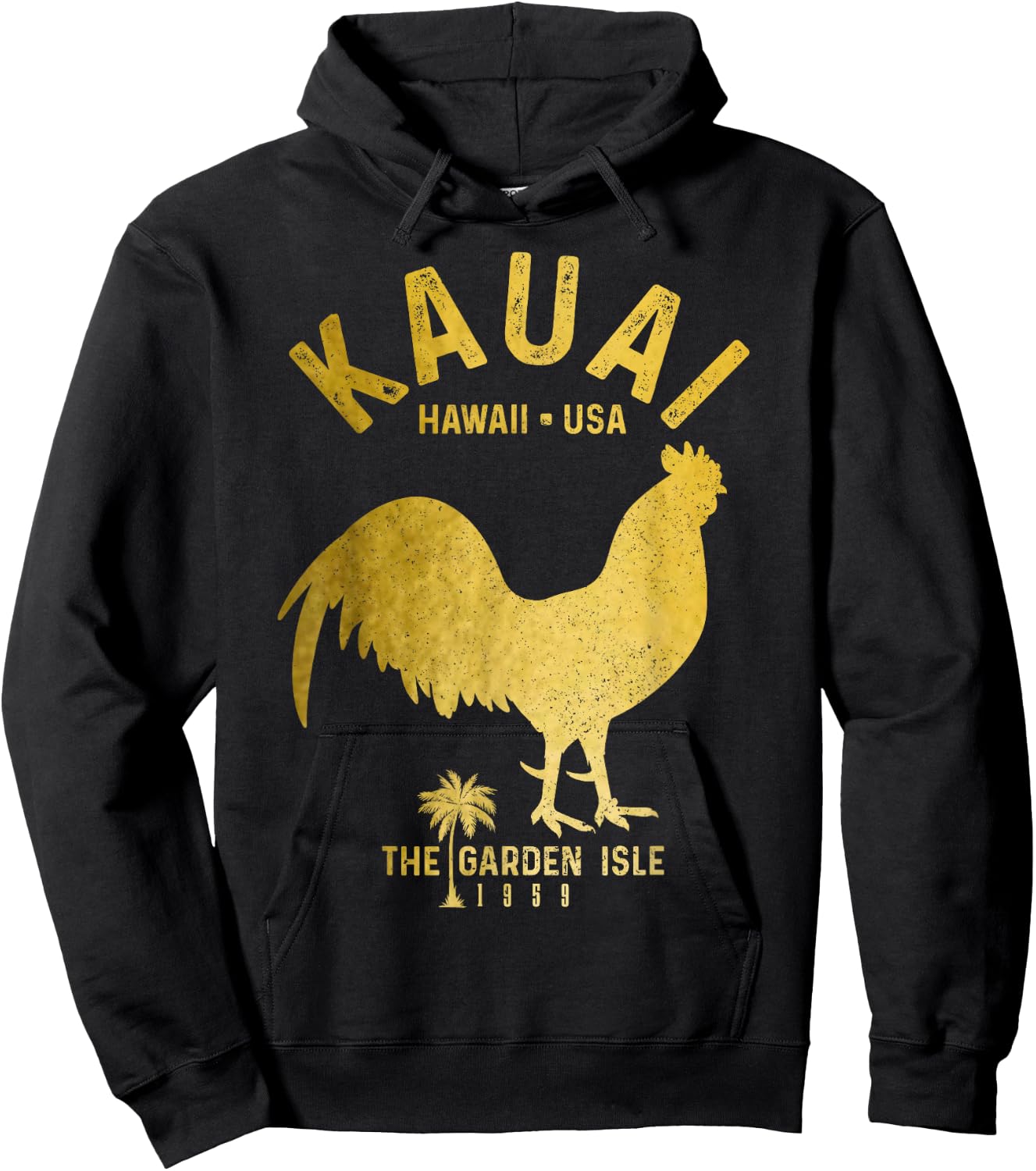 Kauai 1959 The Garden Isle Chicken Hawaii Vintage Hawaiian Hoodie - Hoodie | Black