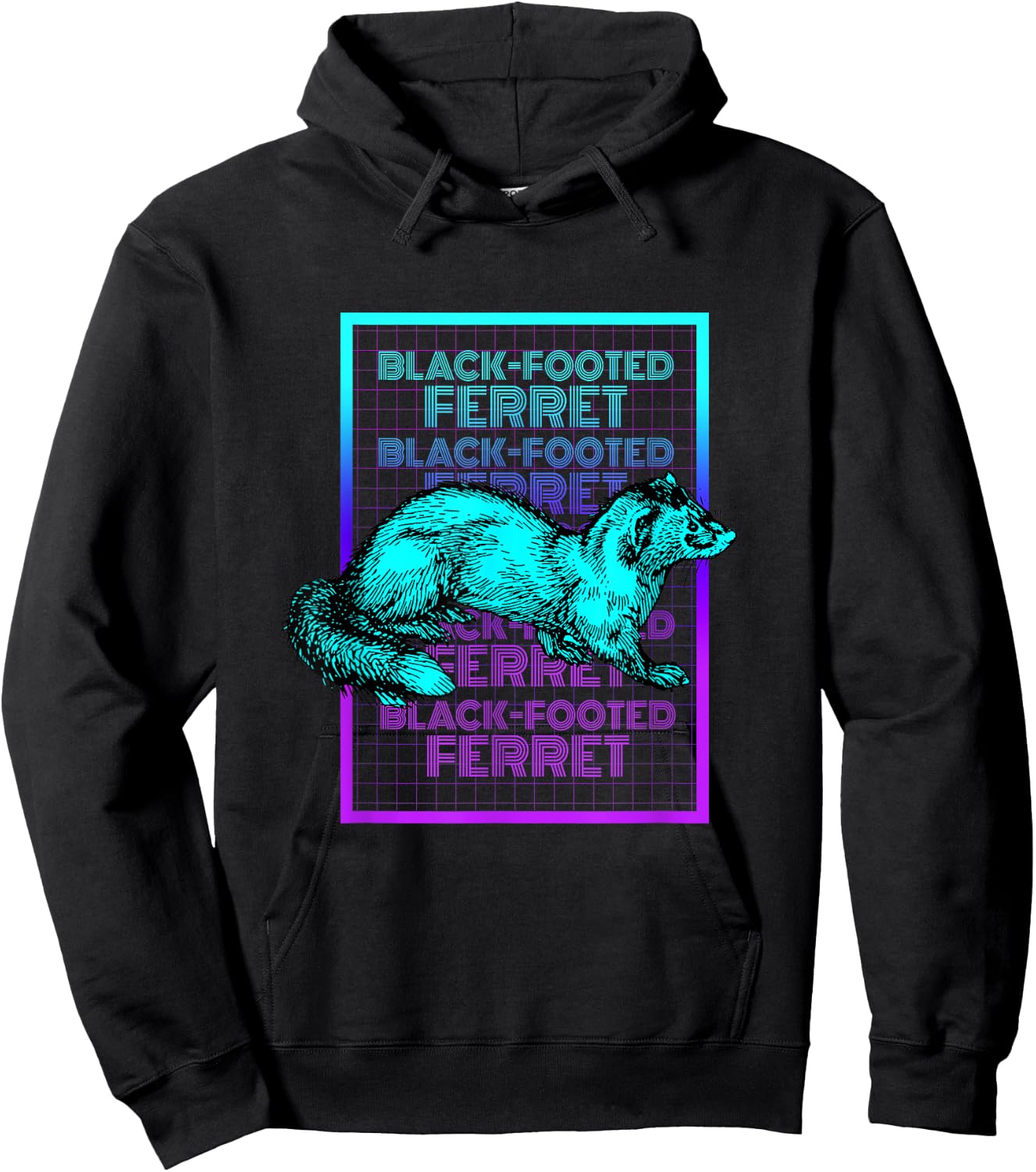 Black Footed Ferret Animal Vintage Retro Black Footed Ferret Hoodie - Hoodie | Black