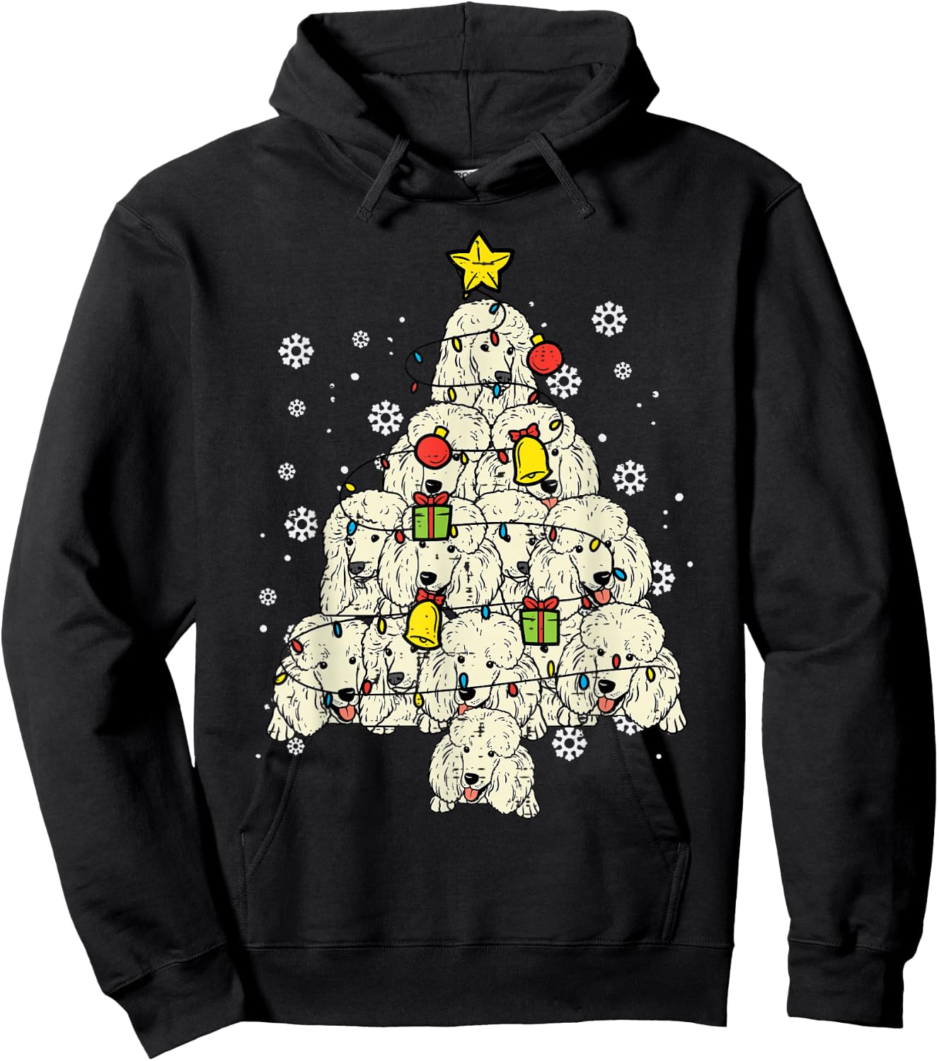 Poodle Christmas Tree Cute Xmas Dog Lover Men Women Kids Hoodie - Hoodie | Black