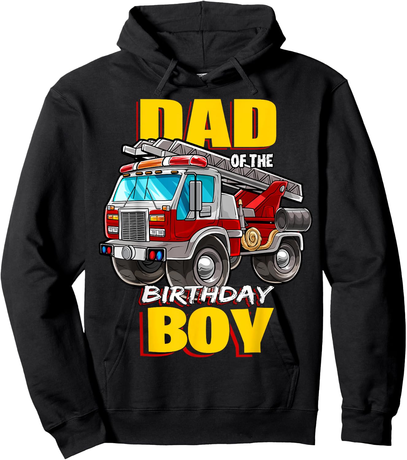 Dad of the Birthday Boy Matching Family Fireman Firetruck Hoodie - Hoodie | Black