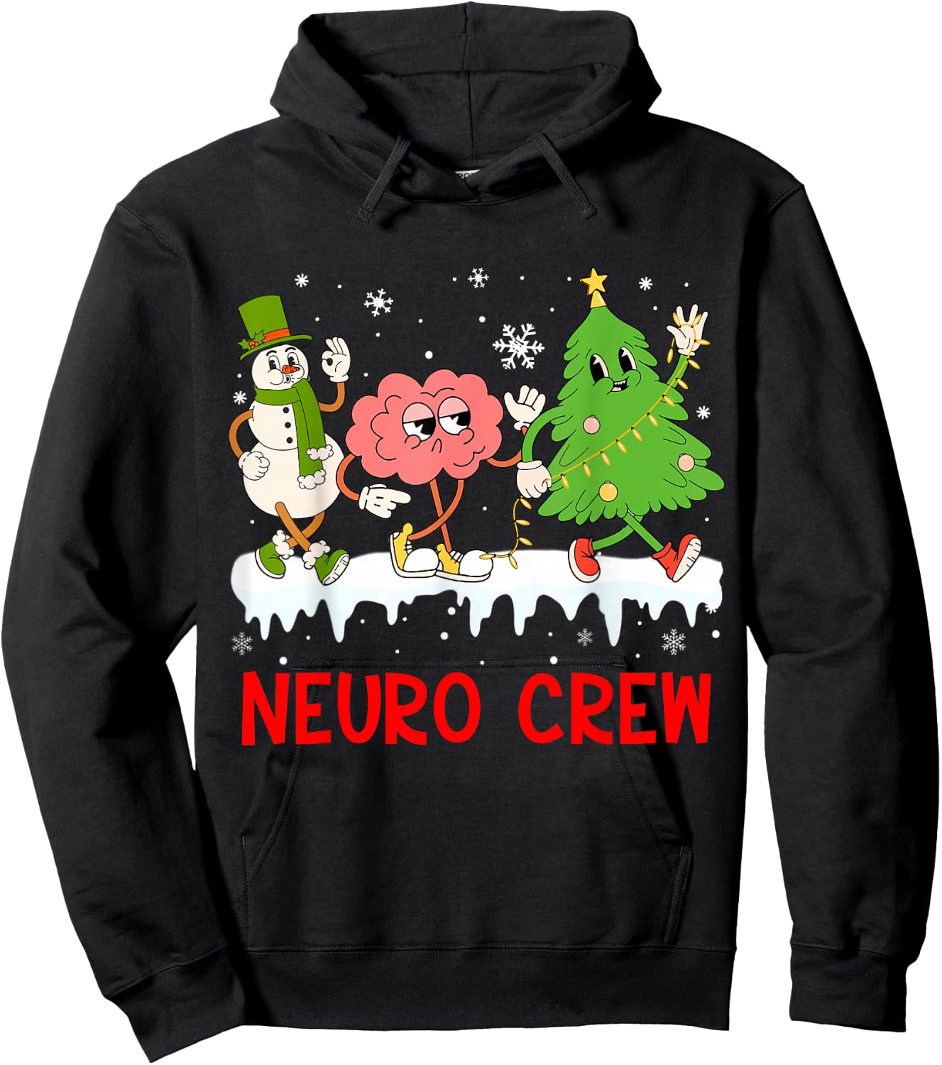Neuro Crew Funny Christmas Neuro Nurse Brain Neurology Tech Hoodie - Hoodie | Black