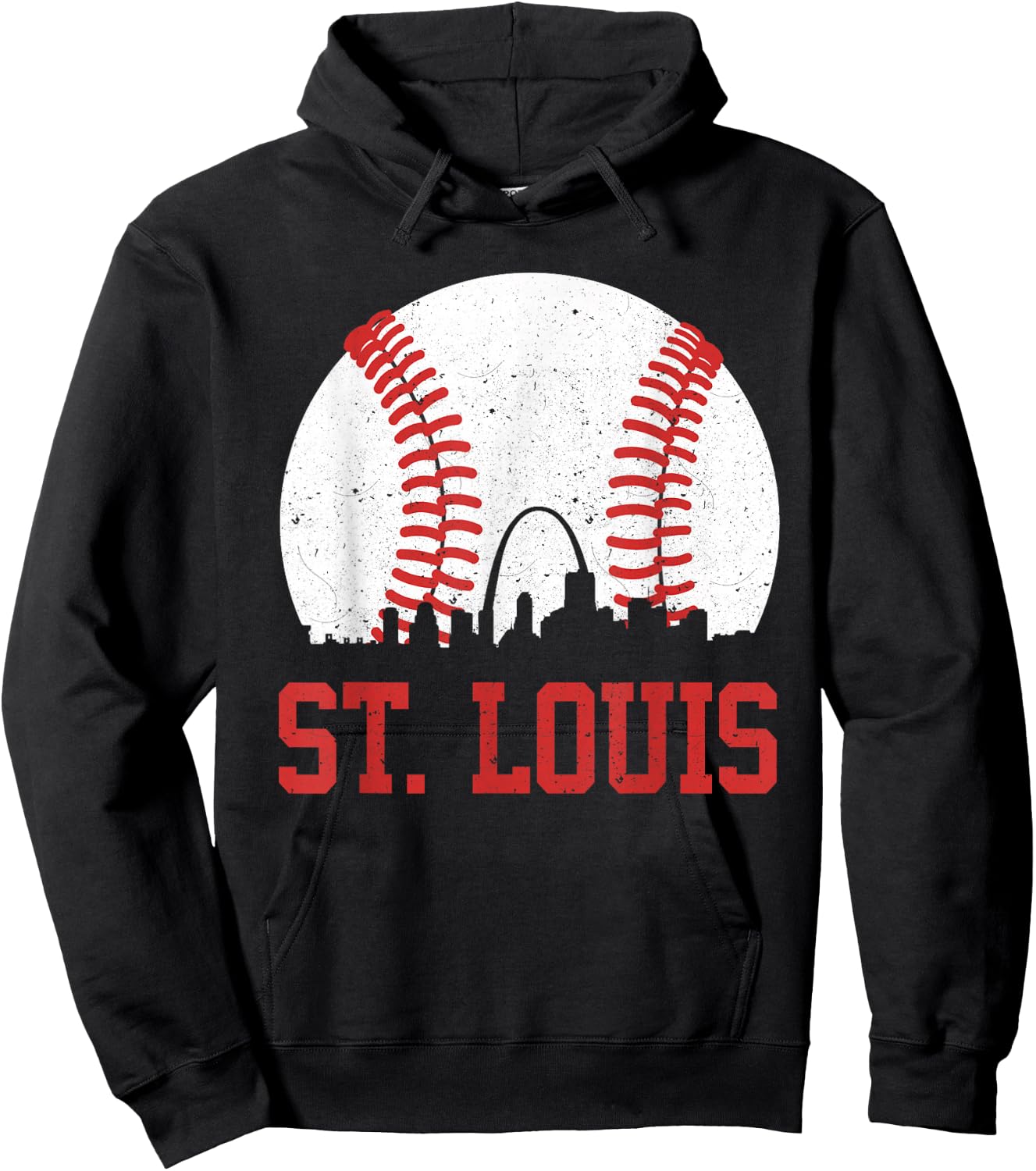 St. Louis Cityscape Vintage Baseball City Men Women Kids Hoodie - Hoodie | Black