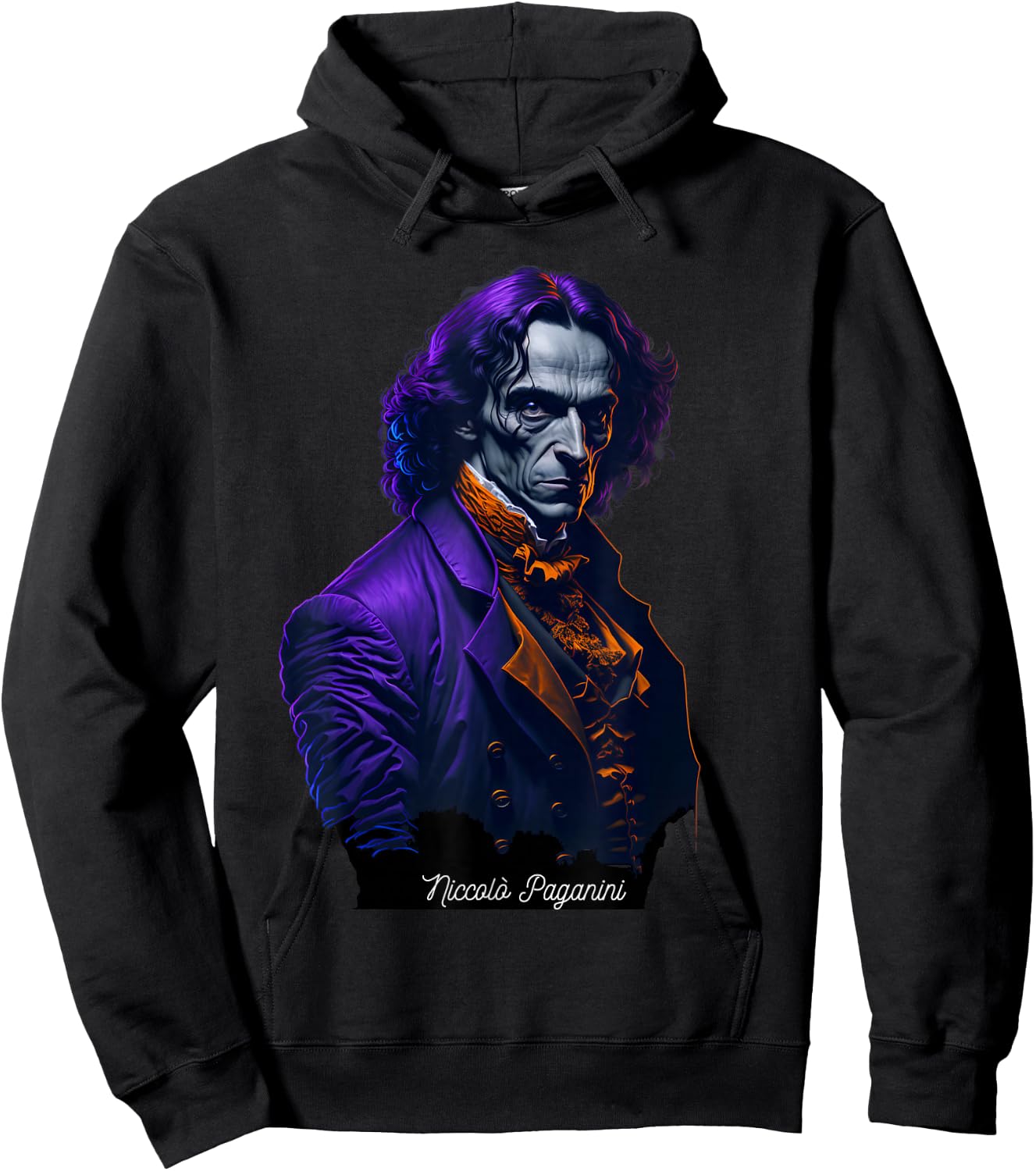 Niccolo Paganini Shirt Portrait Composer Illustration Violin Hoodie - Hoodie | Black