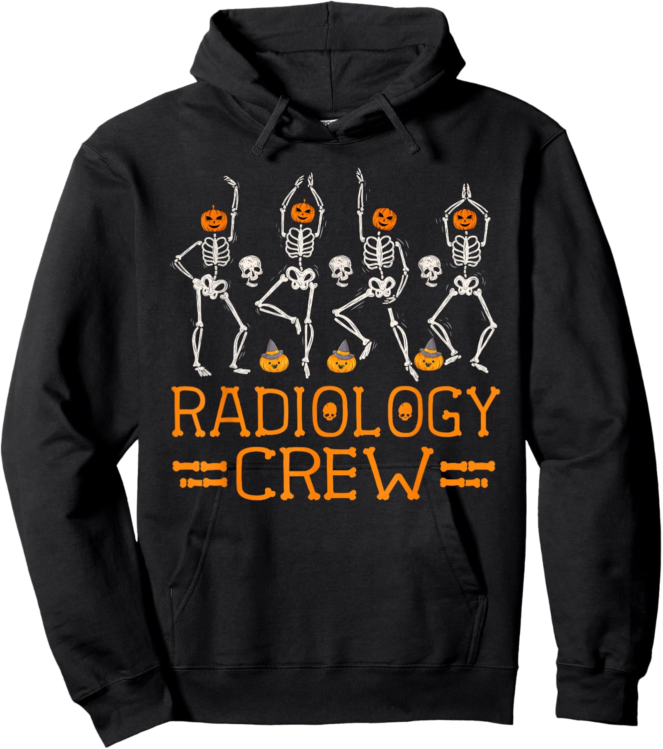 Radiology Crew Dancing Skeleton Pumpkin Funny Halloween Hoodie - Hoodie | Black