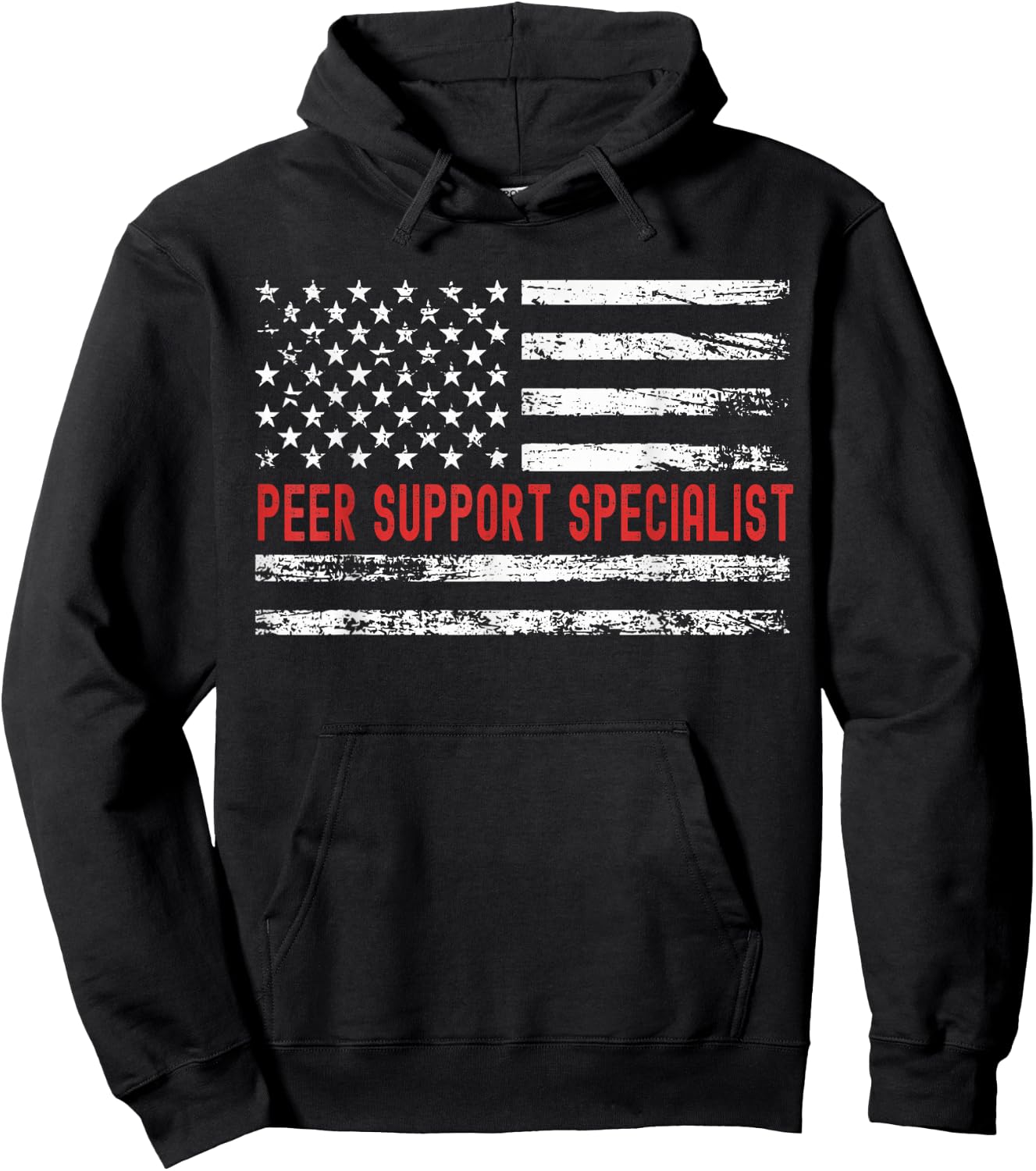 Peer Support Specialist USA Flag Profession Retro Job Title Men Hoodie - Hoodie | Black