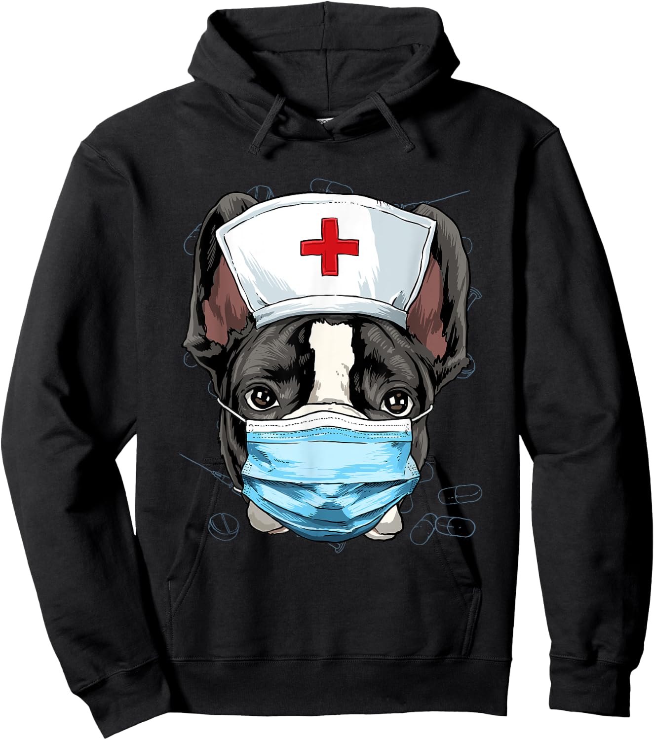 Hospital French Bulldog ER Nurse RN LPN Nurse Life Dog Lover Hoodie - Hoodie | Black