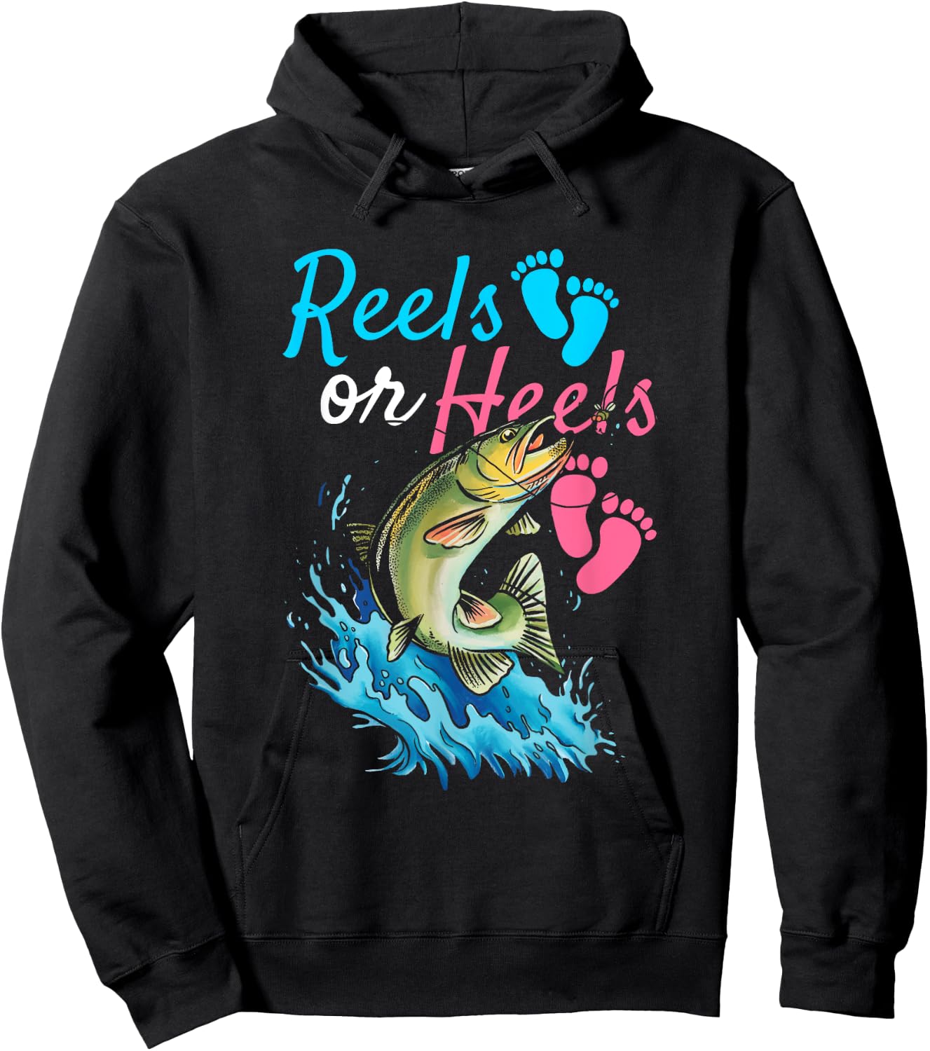 Reels or Heels Design for Fishing lovers Hoodie - Hoodie | Black