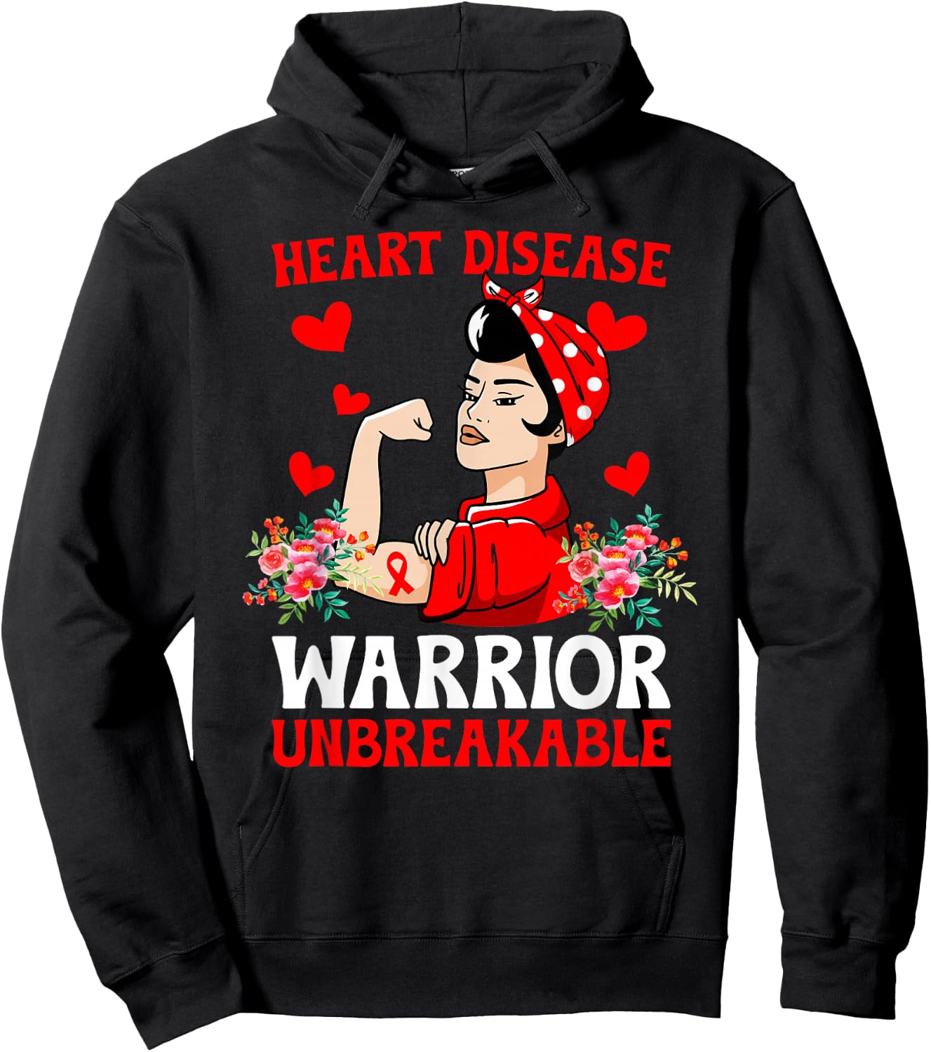Heart Disease Warrior Unbreakable Heart Disease Awareness Hoodie - Hoodie | Black