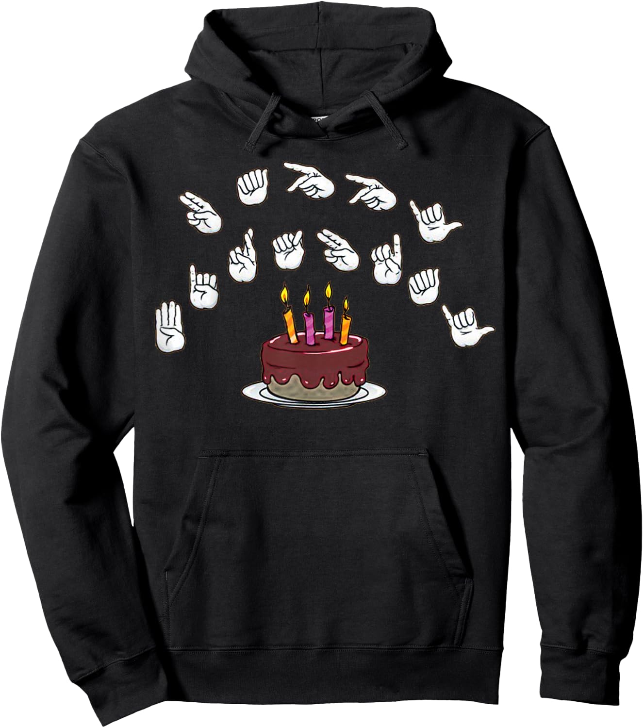 Happy Birthday alphabet Hands American Sign Language Asl Hoodie - Hoodie | Black