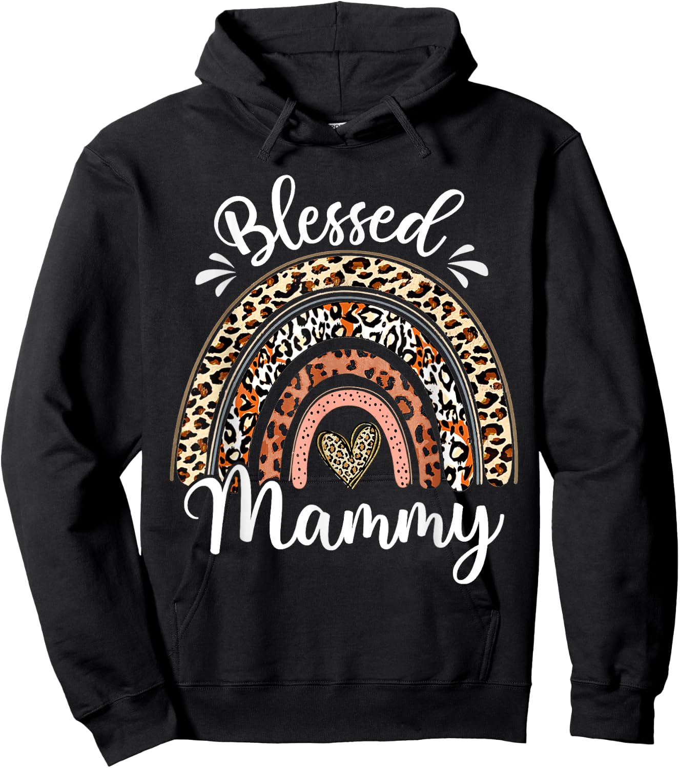Blessed Mammy Funny Leopard Boho Rainbow Mammy Life Hoodie - Hoodie | Black