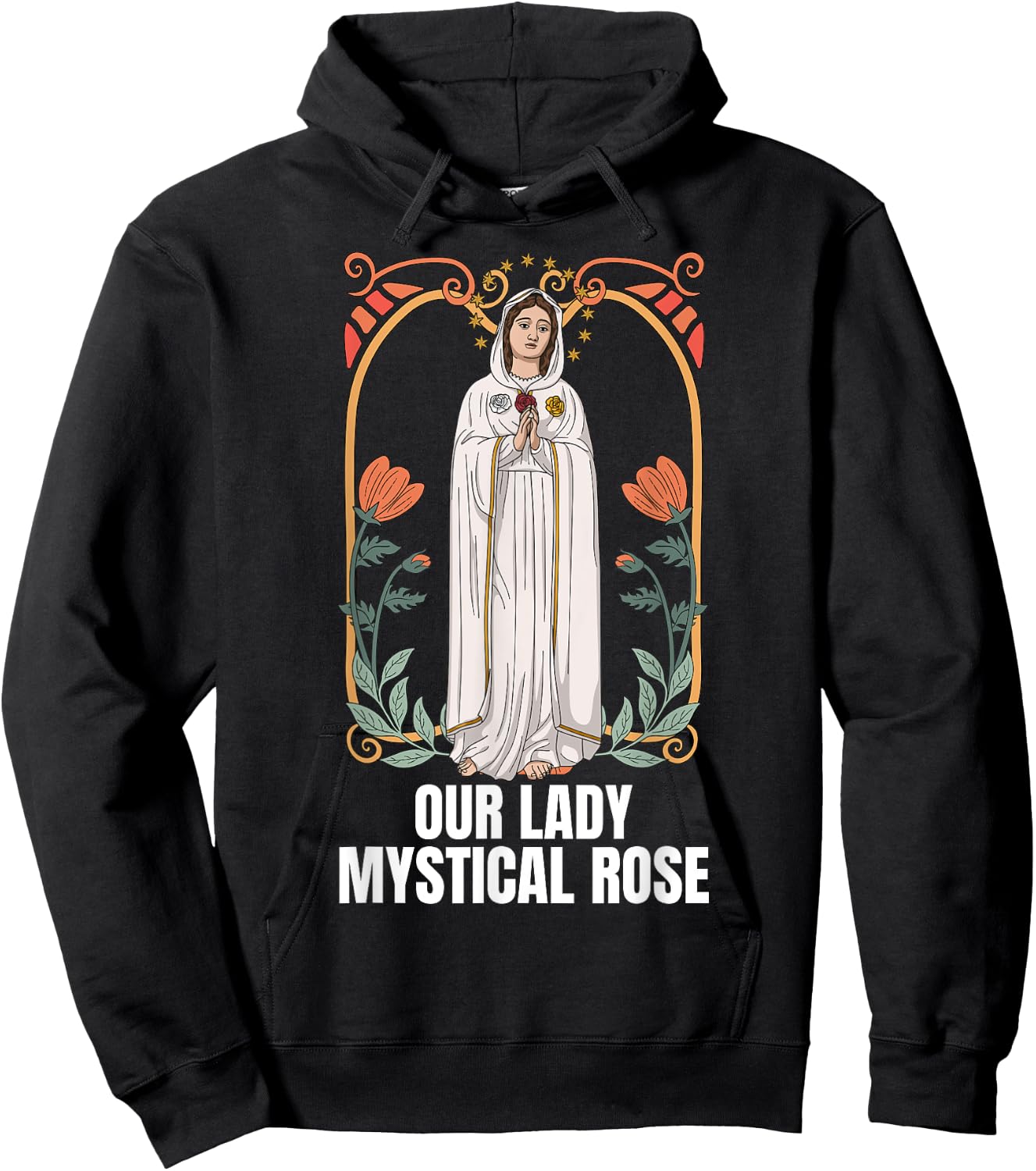 Our Lady Mystical Rose Marian Catholic Hoodie - Hoodie | Black