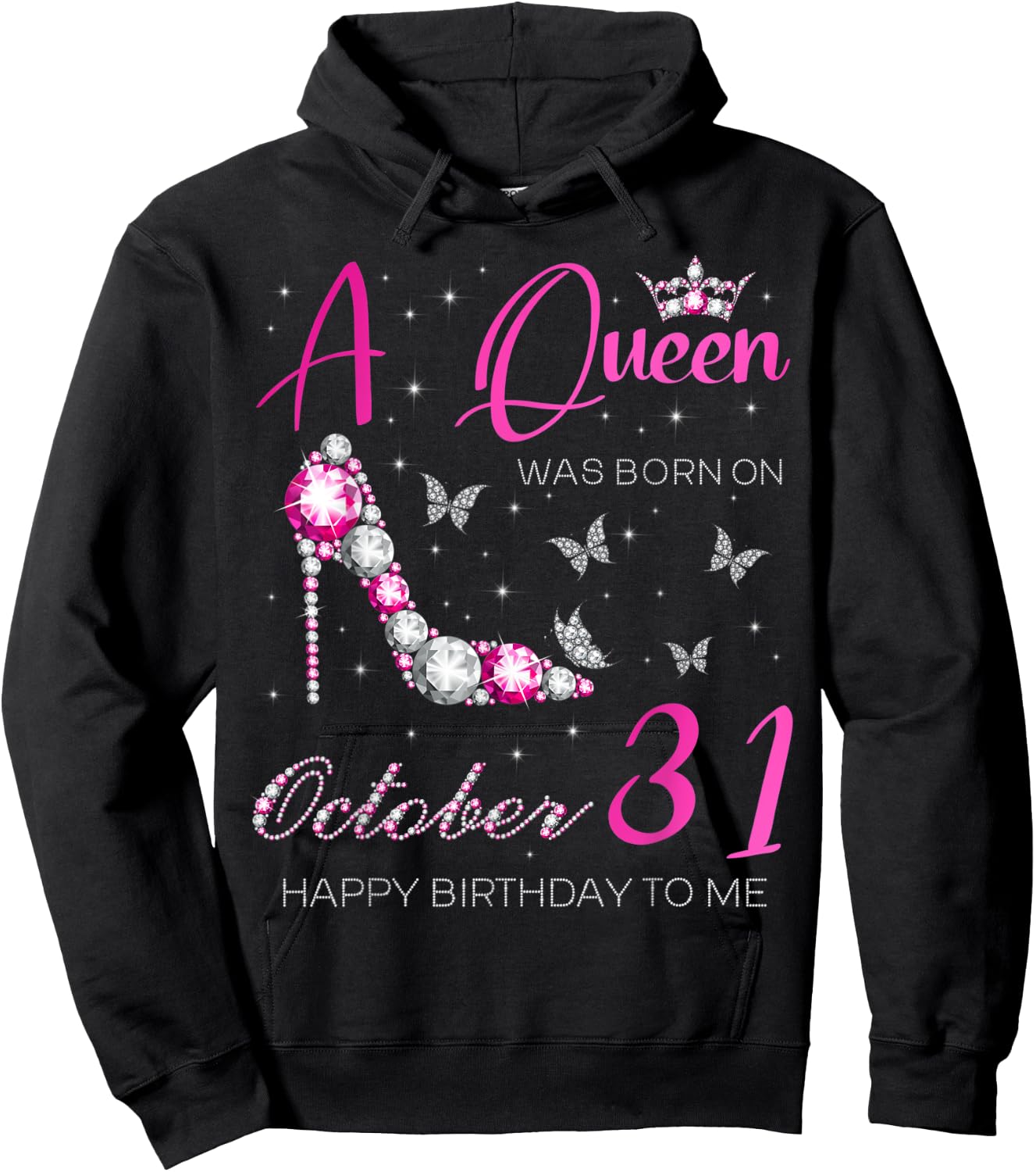 A Queen Was Born on October 31, 31st October Bday Party Hoodie - Hoodie | Black