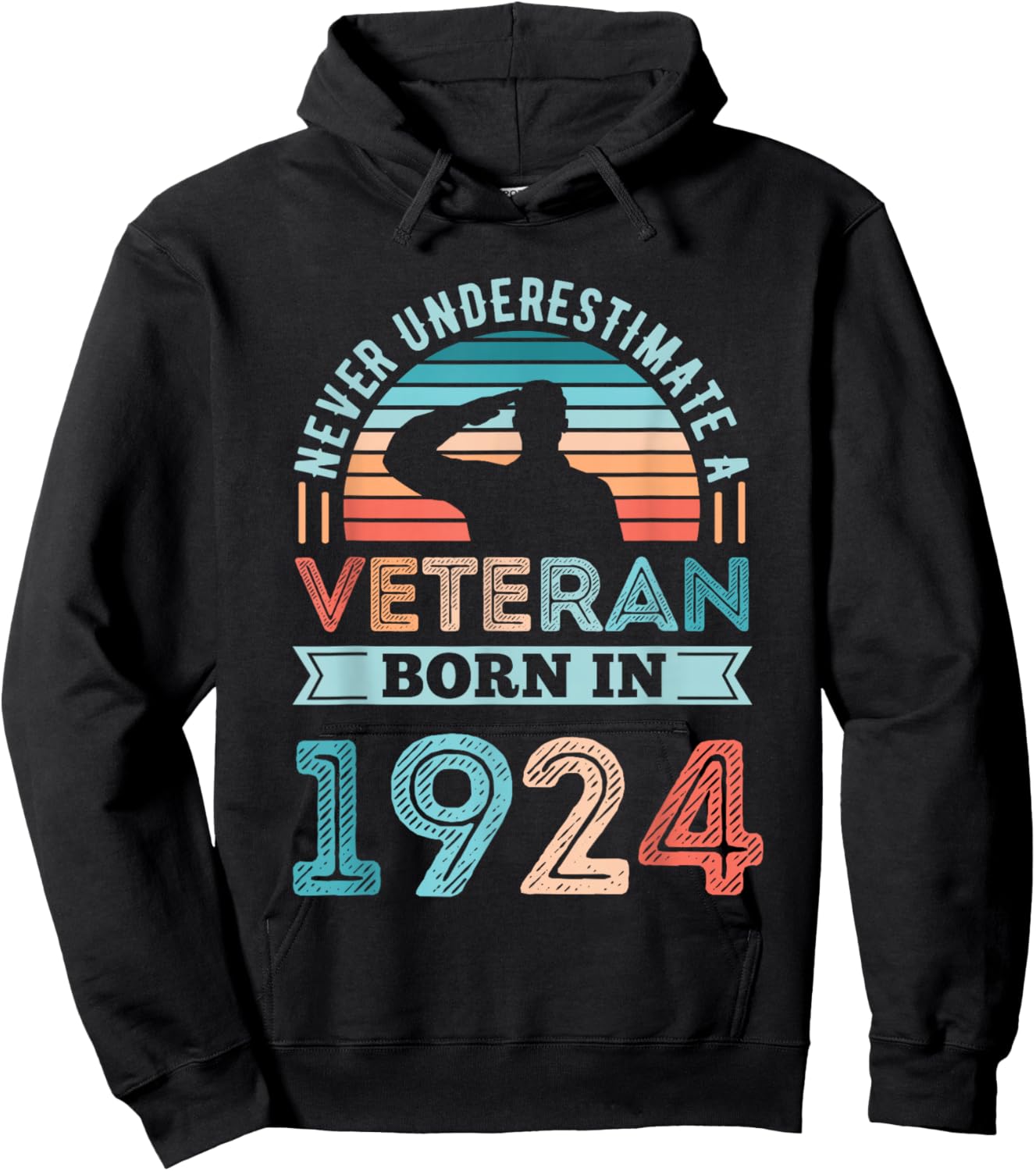 Veteran born in 1924 100th Birthday Military Gifts Hoodie - Hoodie | Black