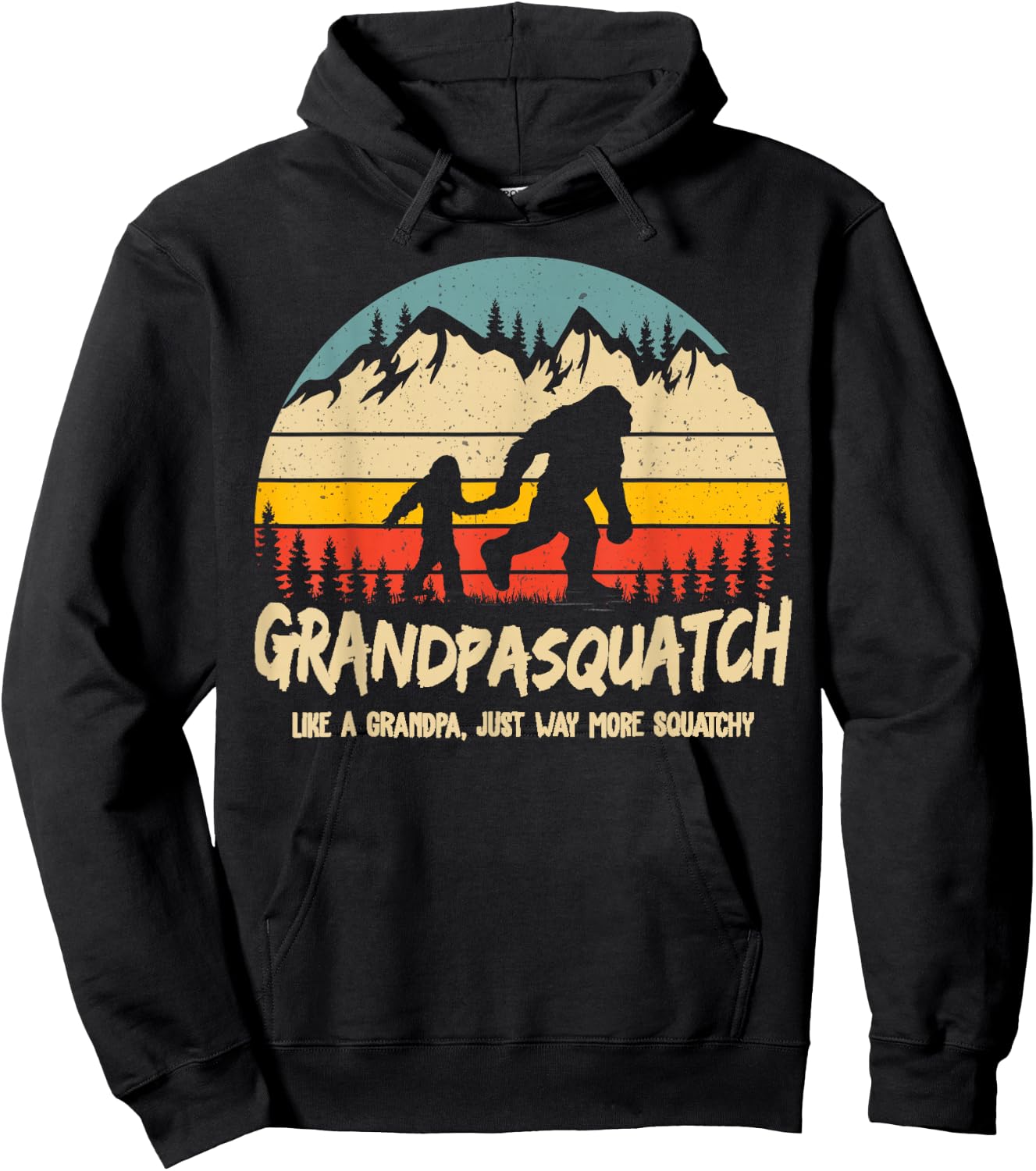 Grandpa Squatch Funny Bigfoot Sasquatch Fathers Day Gift Hoodie - Hoodie | Black
