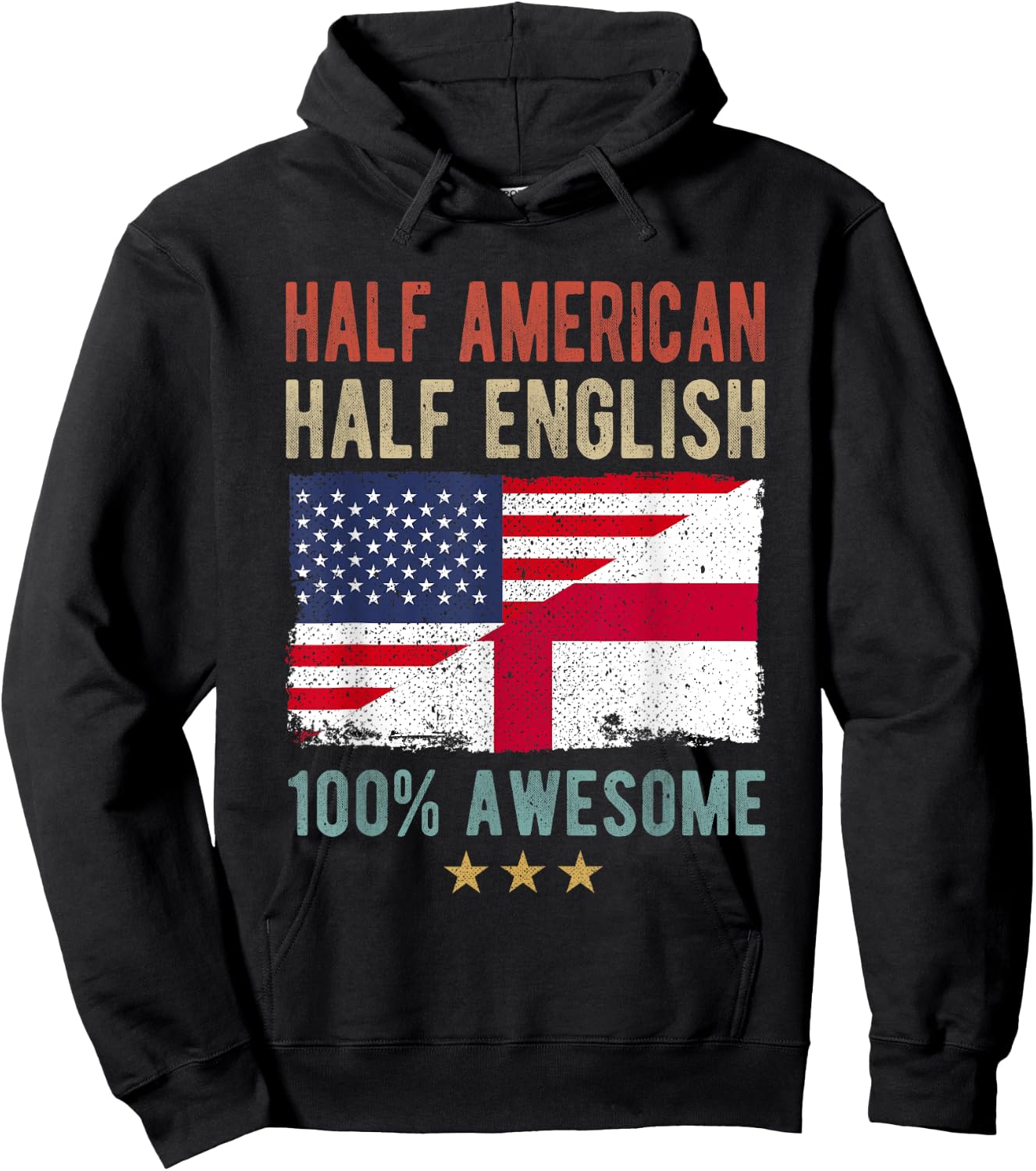 USA England Flag Half American Half English Hoodie - Hoodie | Black