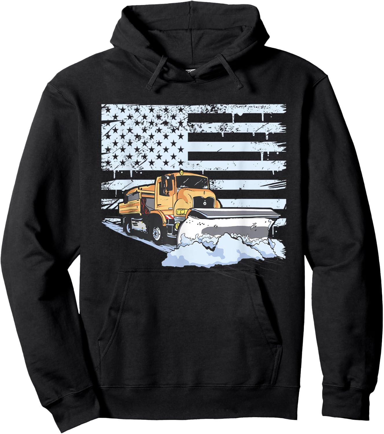 Snow Plow Truck Us Flag Snow Plow Driver Hoodie - Hoodie | Black