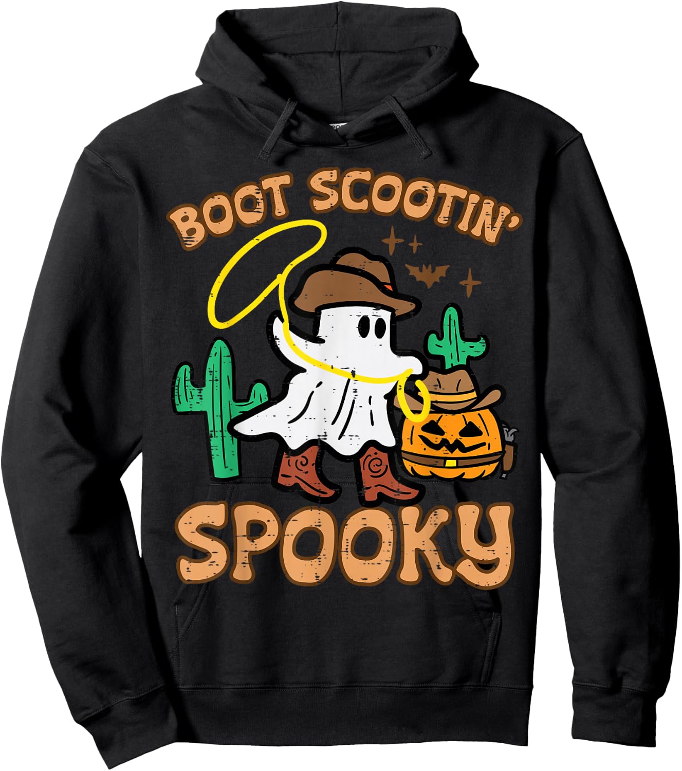Boot Scootin' Spooky Ghost Cowboy Funny Halloween Men Women Hoodie - Hoodie | Black