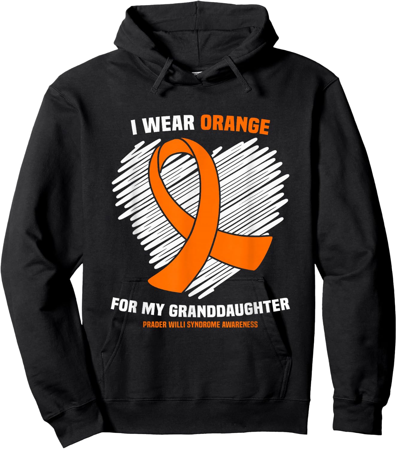 I Wear Orange Granddaughter Prader Willi Syndrome Awareness Hoodie - Hoodie | Black