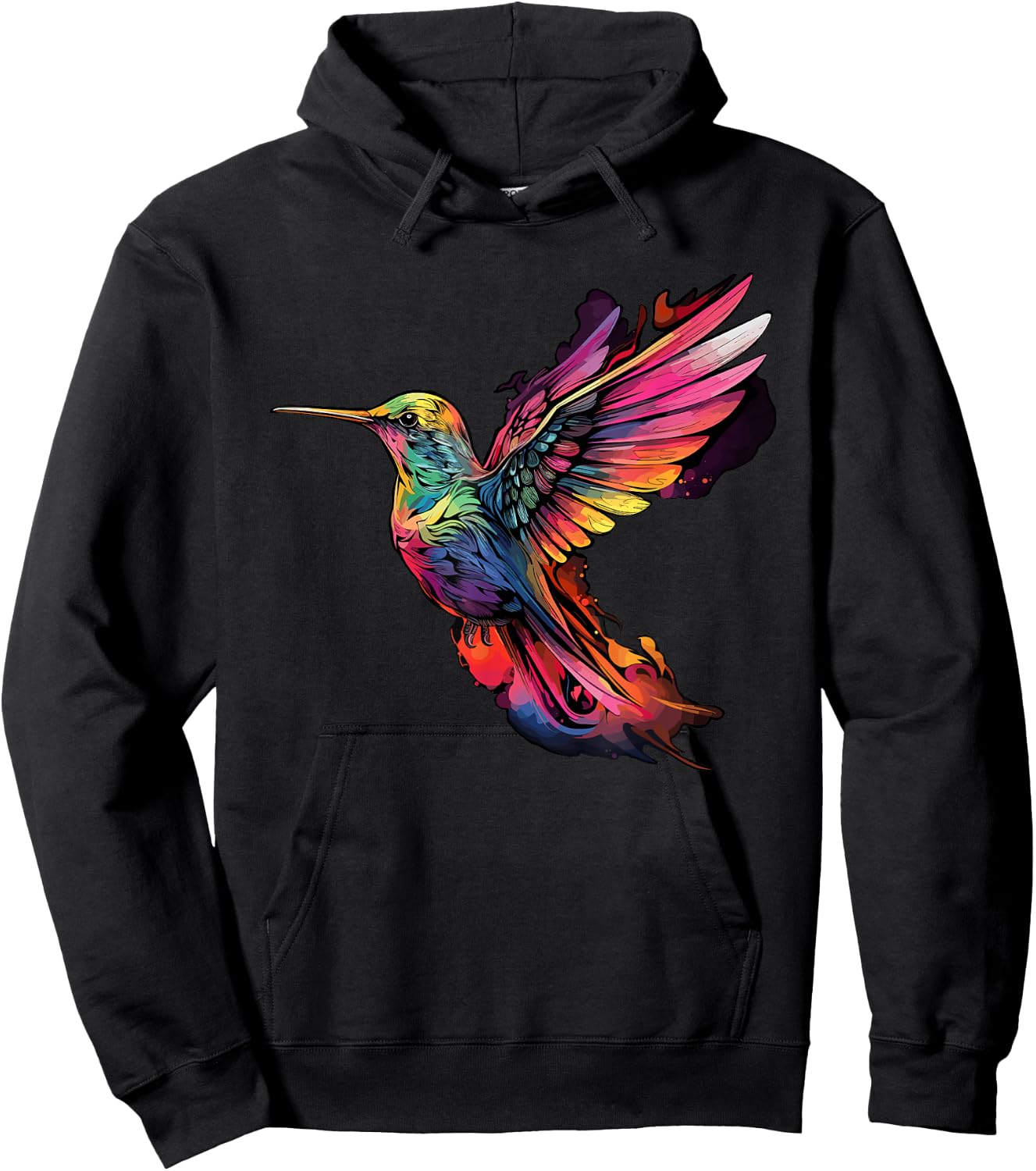 Colorful Hummingbird Art Tie-Dye Bird Watching Hoodie - Hoodie | Black
