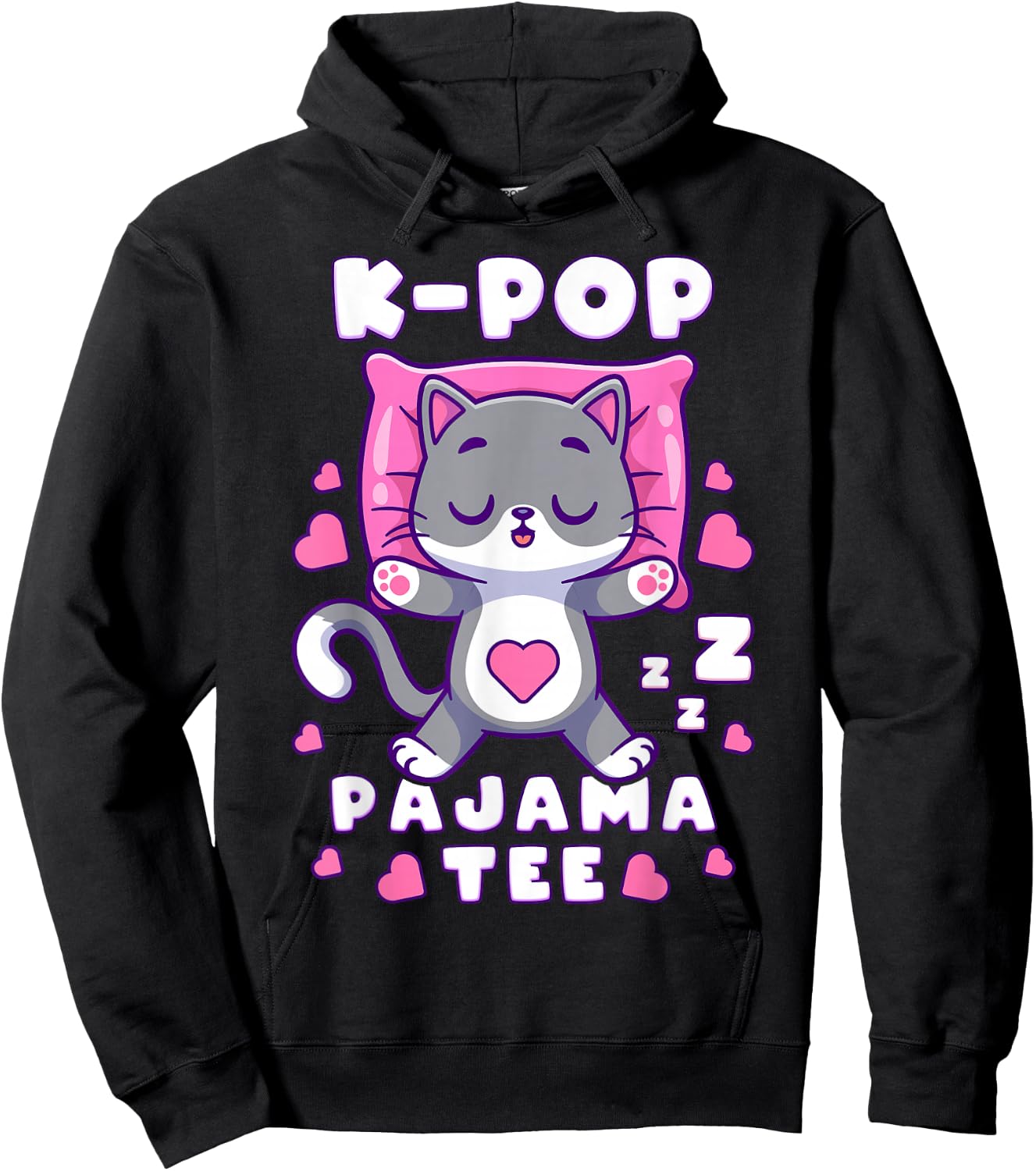 K-Pop Music Sleeping Cat K-Pop Pajamas Hoodie - Hoodie | Black