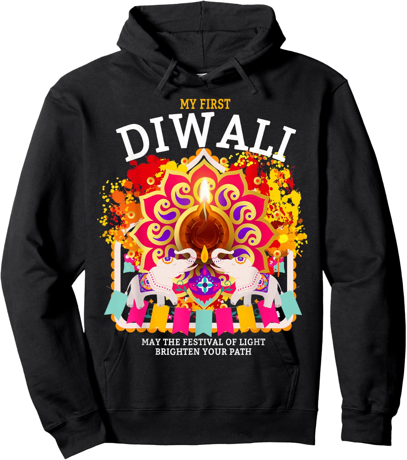 My First Diwali Festival Outfit Idea For Kids & Diwali Hoodie - Hoodie | Black
