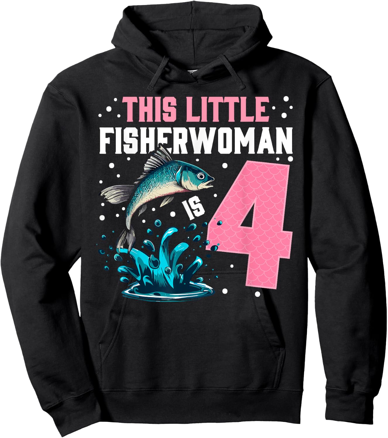 Fishing 4th birthday girl This little Fisher woman is 4 Hoodie - Hoodie | Black