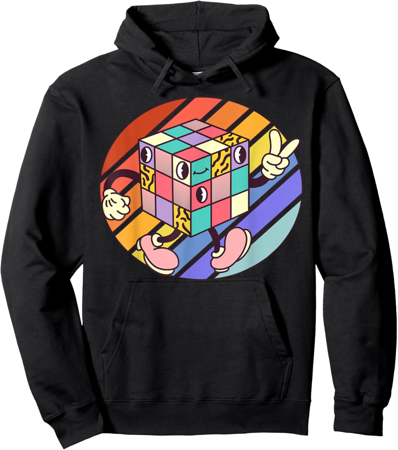 Rubik's Cube Comic Design Hoodie - Hoodie | Black