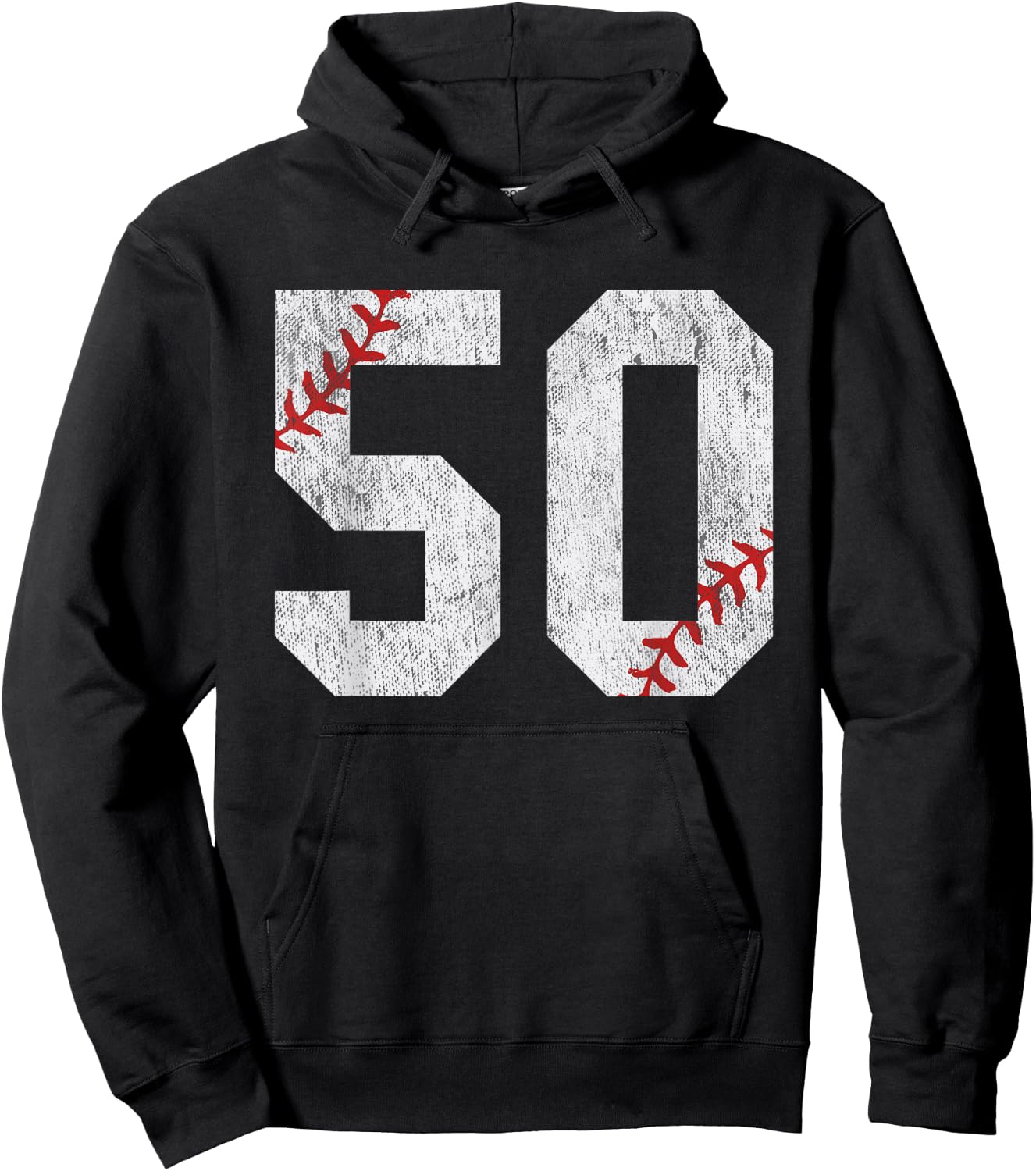 Number #50 Vintage 50th Birthday Baseball Lover 50 Years Old Hoodie - Hoodie | Black