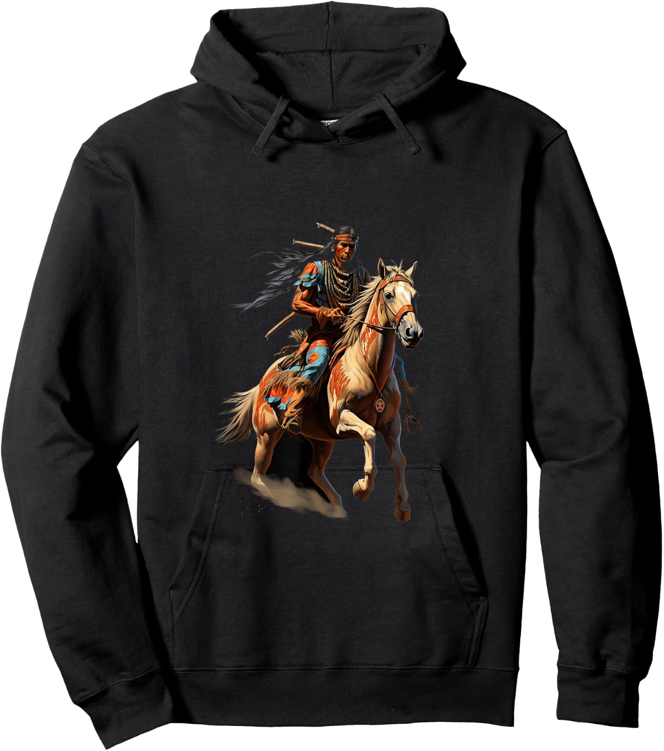 Indian Warrior Chief Indian Horse Hoodie - Hoodie | Black