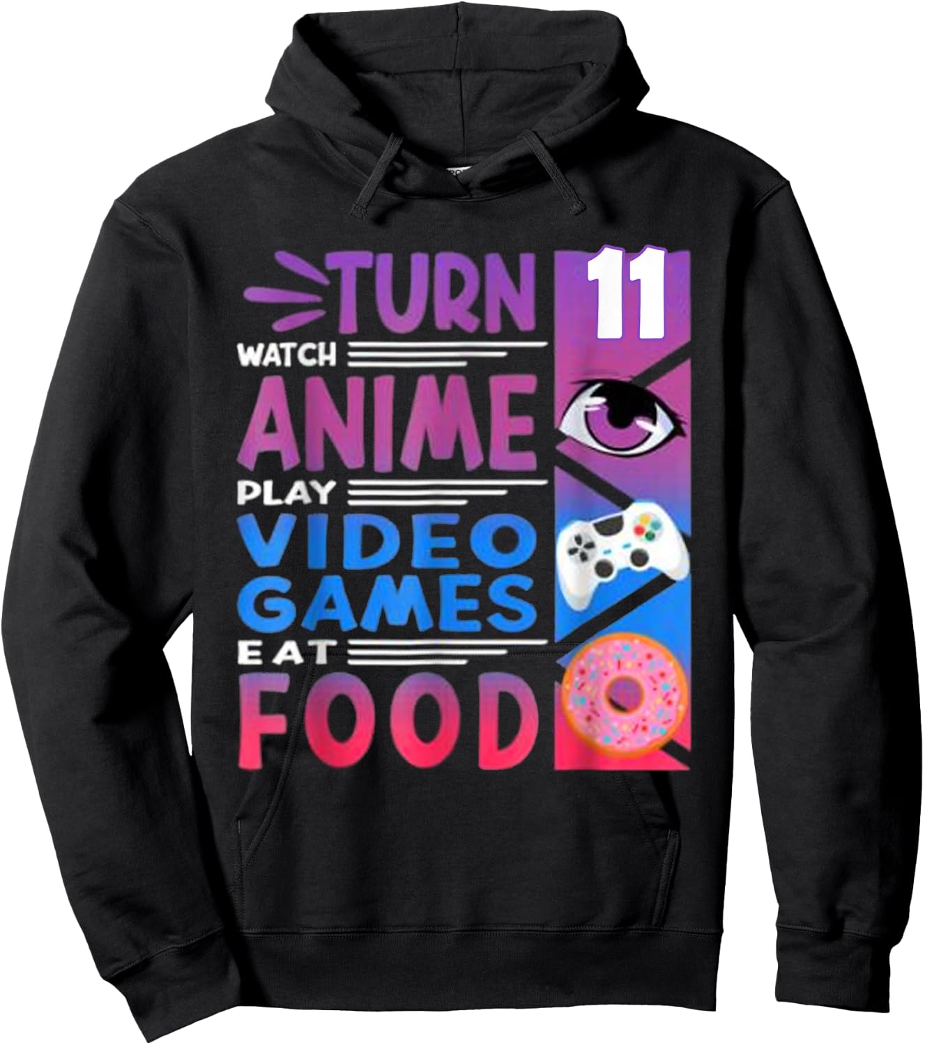 11th Birthday Anime Gamer Hoodie - Hoodie | Black