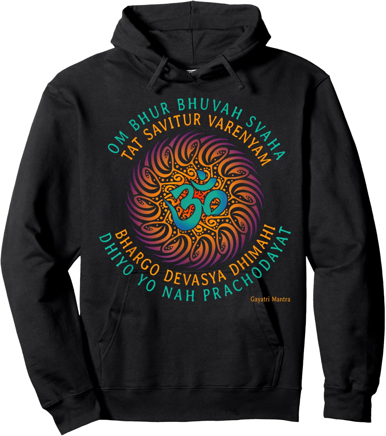 Gayatri Mantra OM Symbol Spiritual Yoga Clothing Hoodie - Hoodie | Black