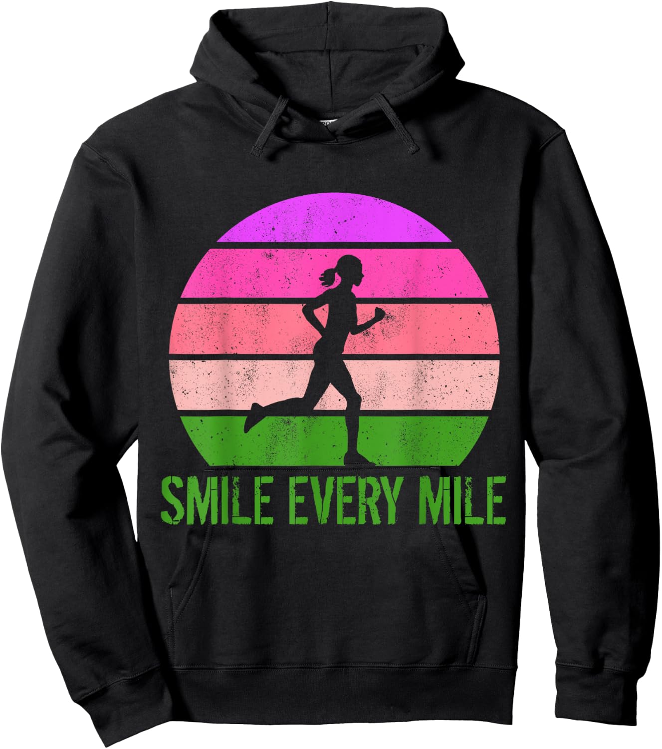 Women Running Marathon Funny Runner Smile Every Mile Hoodie - Hoodie | Black