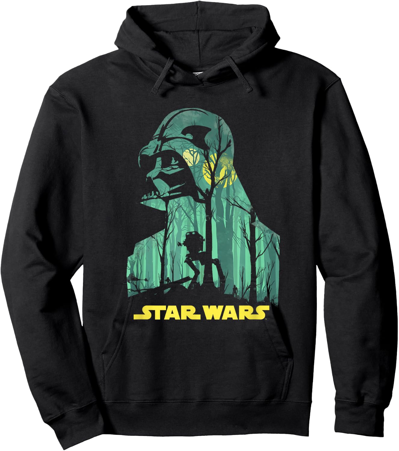 Star Wars Darth Vader Silhouette Endor Forest AT-ST Walker Hoodie - Hoodie | Black