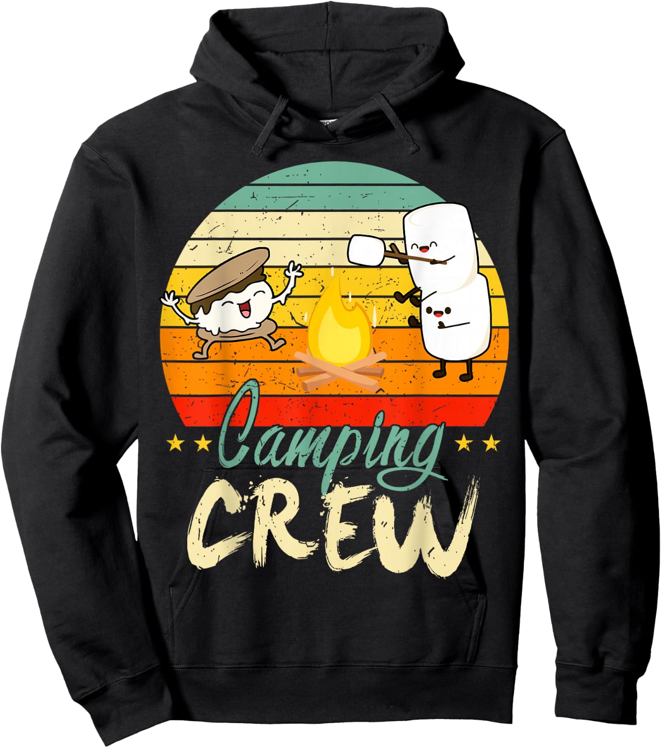 Kid Camping Crew Toddler Boy Women Family Funny Happy Camper Hoodie - Hoodie | Black